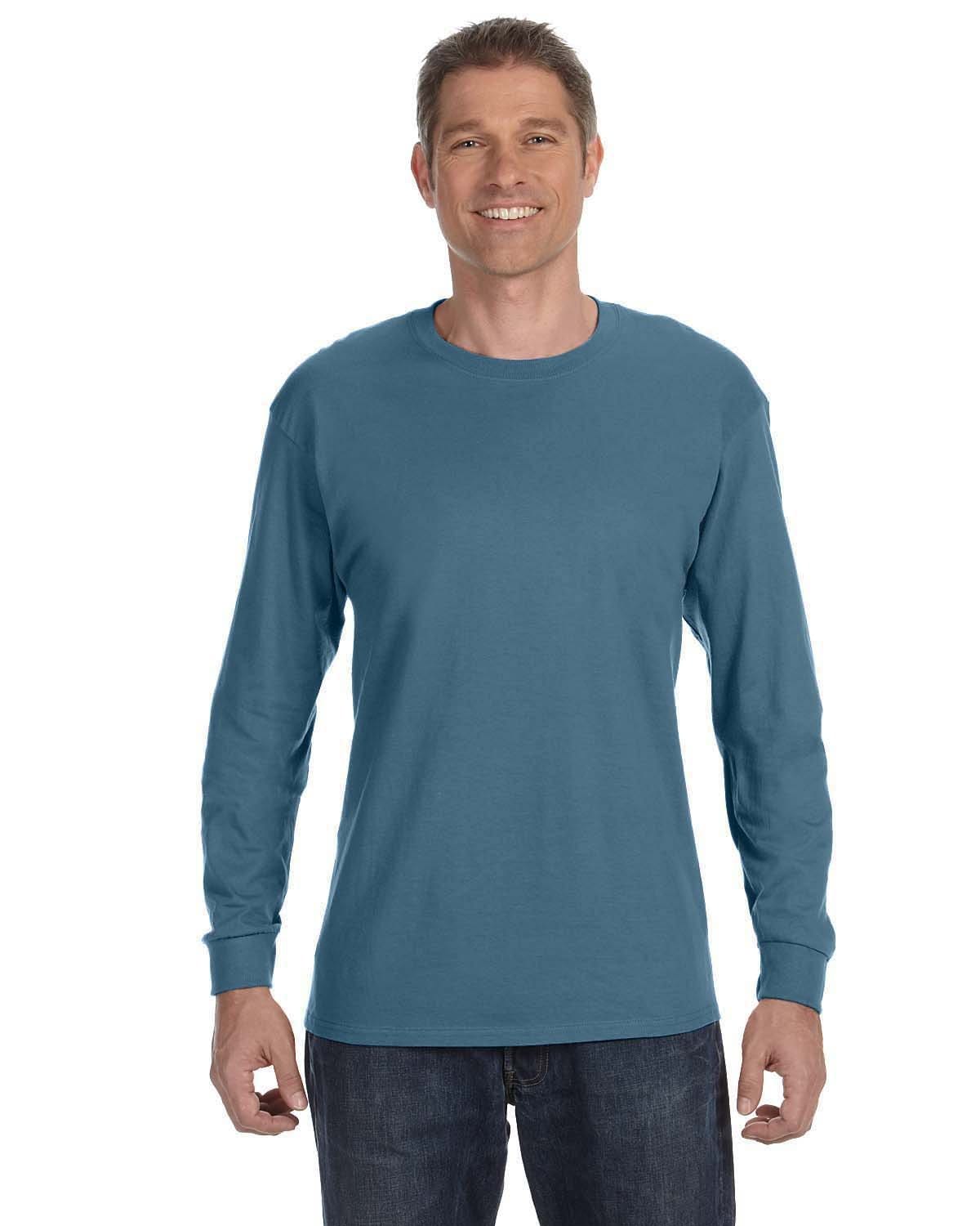 Gildan G540 Adult Heavy Cotton Long-Sleeve T-Shirt in Indigo Blue
