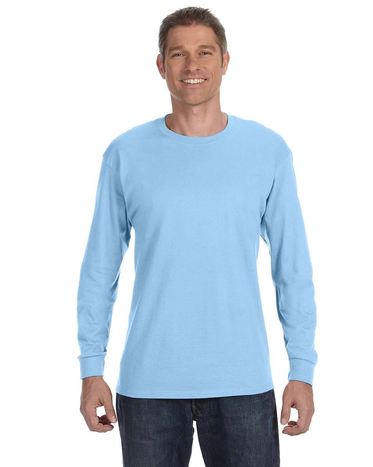 Gildan G540 Adult Heavy Cotton Long-Sleeve T-Shirt in Light Blue