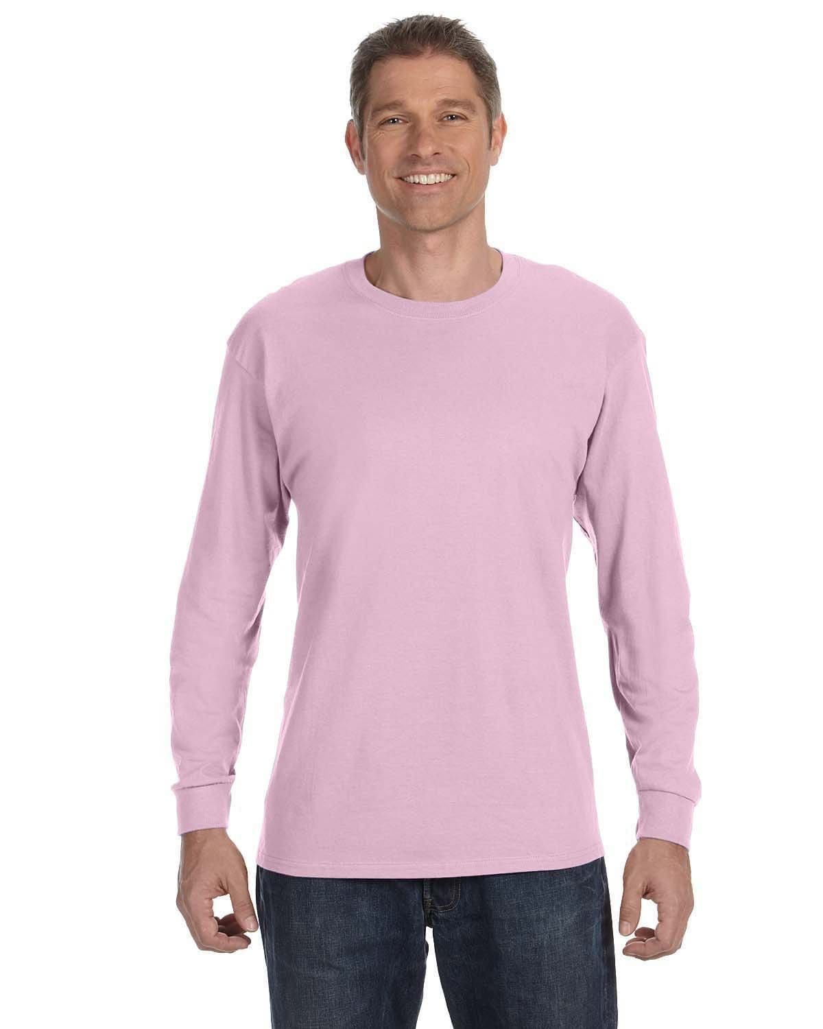 Gildan G540 Adult Heavy Cotton Long-Sleeve T-Shirt in Light Pink
