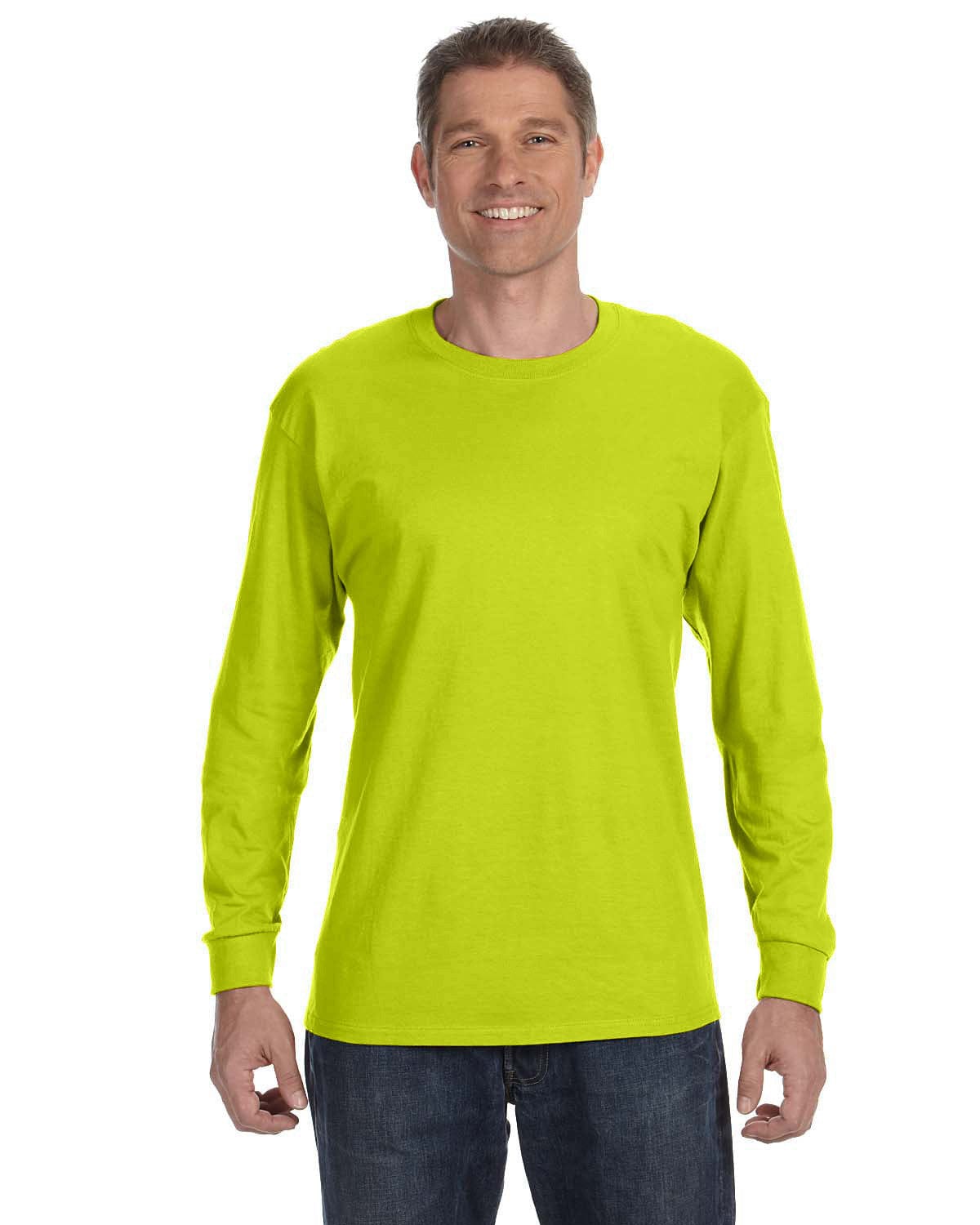 Gildan G540 Adult Heavy Cotton Long-Sleeve T-Shirt in Safety Green