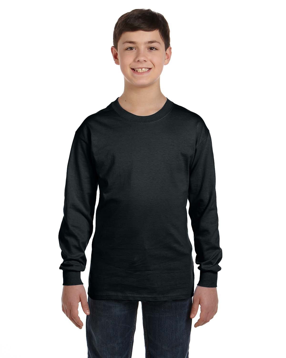 Gildan G540B: Youth Heavy Cotton™ Long-Sleeve T-Shirt in Black