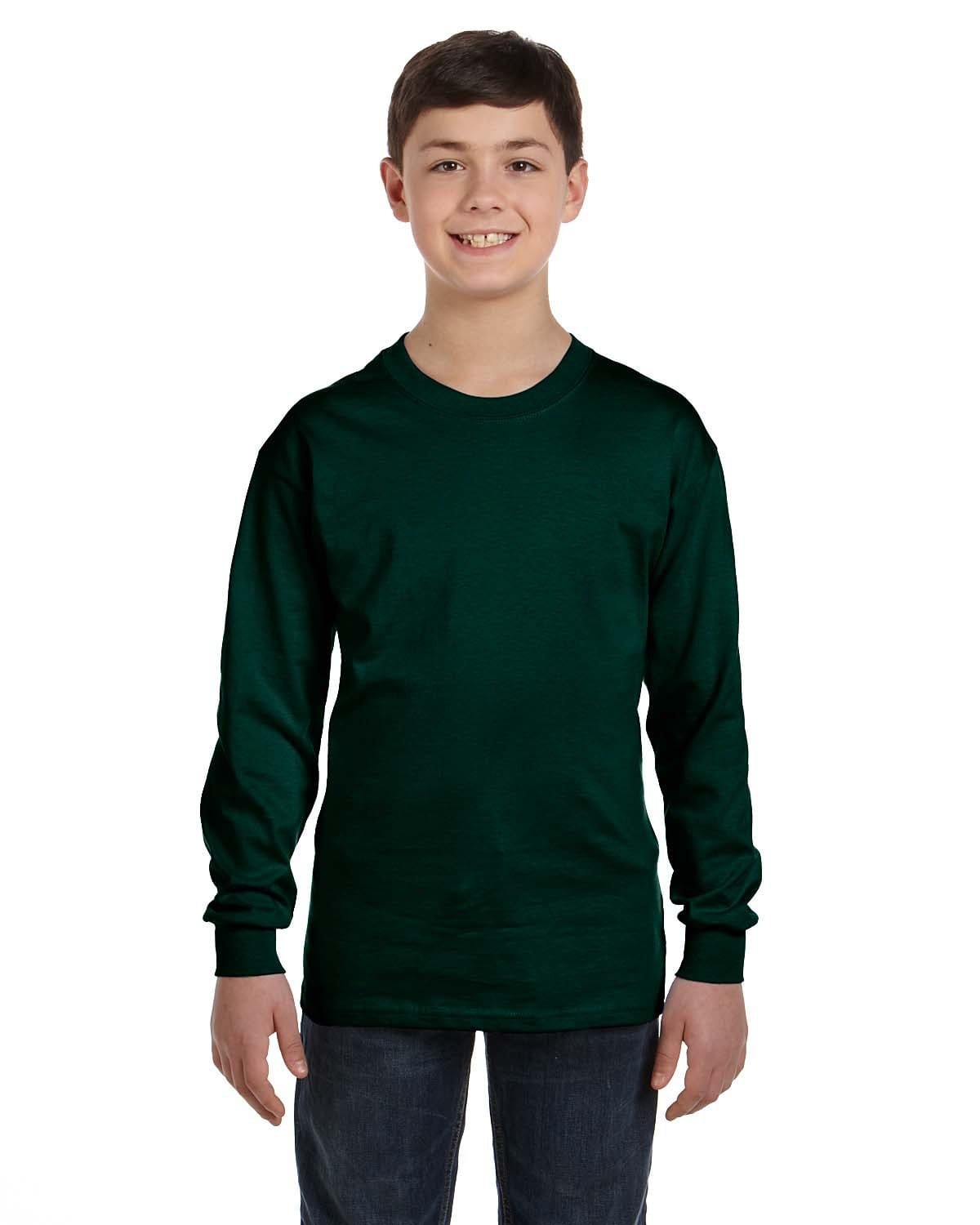 Gildan G540B: Youth Heavy Cotton™ Long-Sleeve T-Shirt in Forest Green