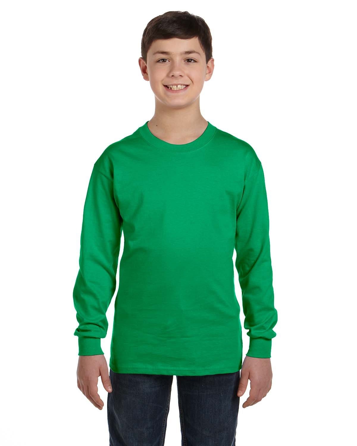 Gildan G540B: Youth Heavy Cotton™ Long-Sleeve T-Shirt in Irish Green