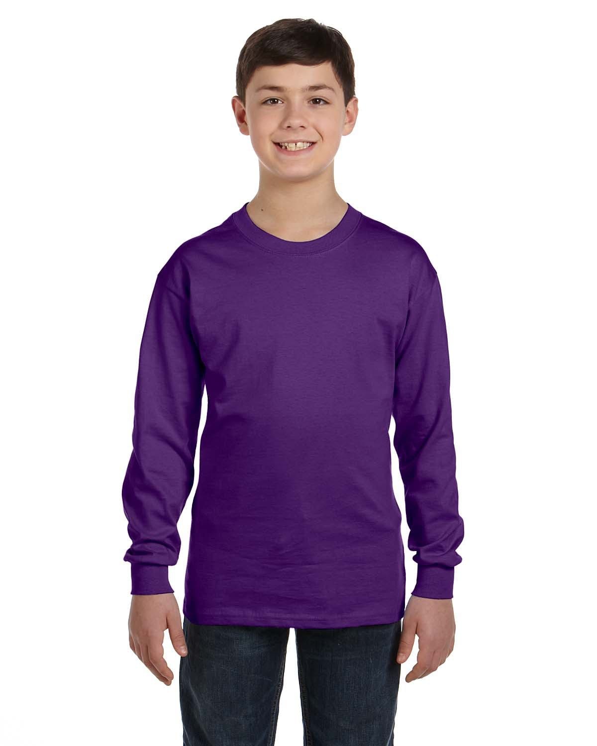 Gildan G540B: Youth Heavy Cotton™ Long-Sleeve T-Shirt in Purple