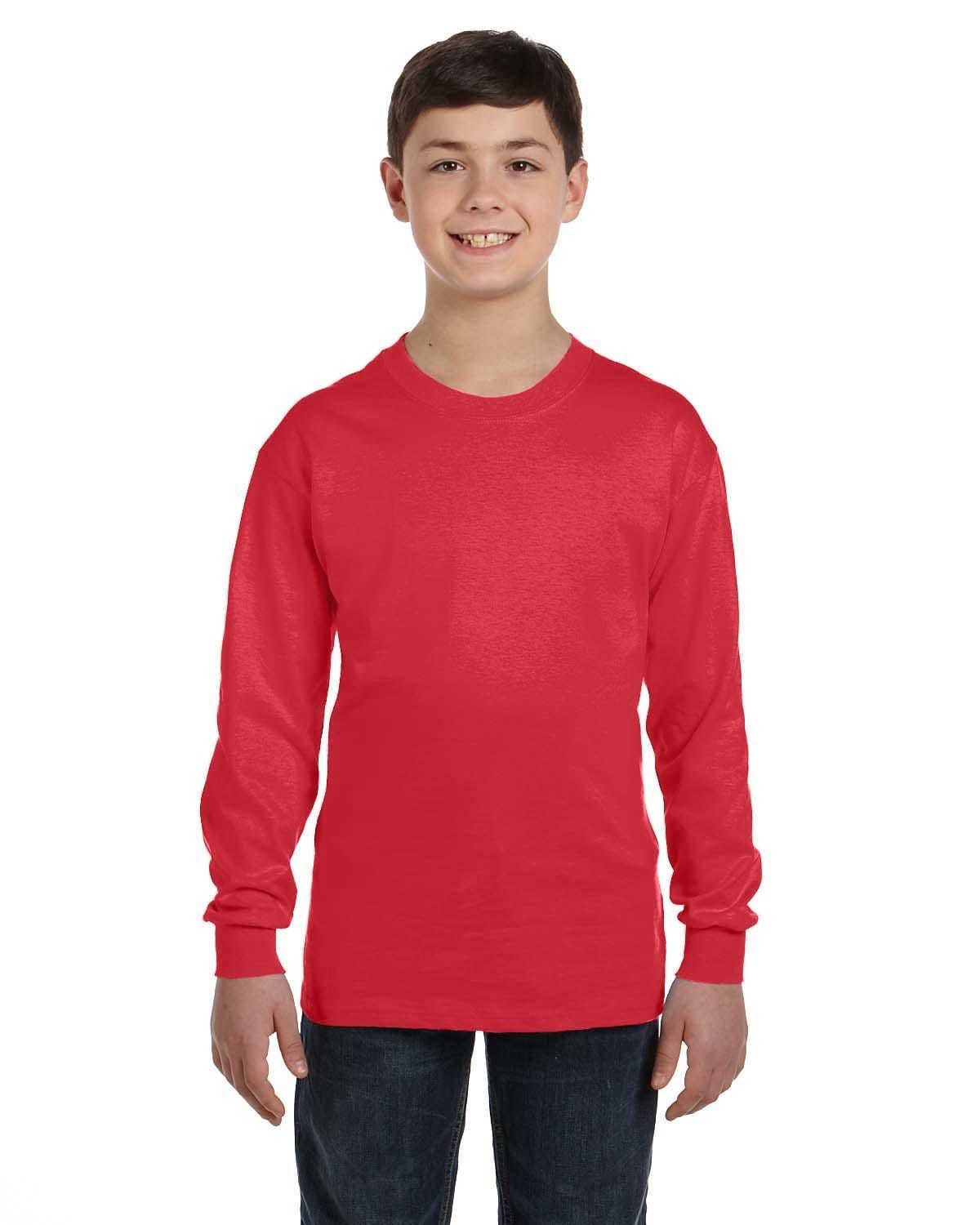 Gildan G540B: Youth Heavy Cotton™ Long-Sleeve T-Shirt in Red