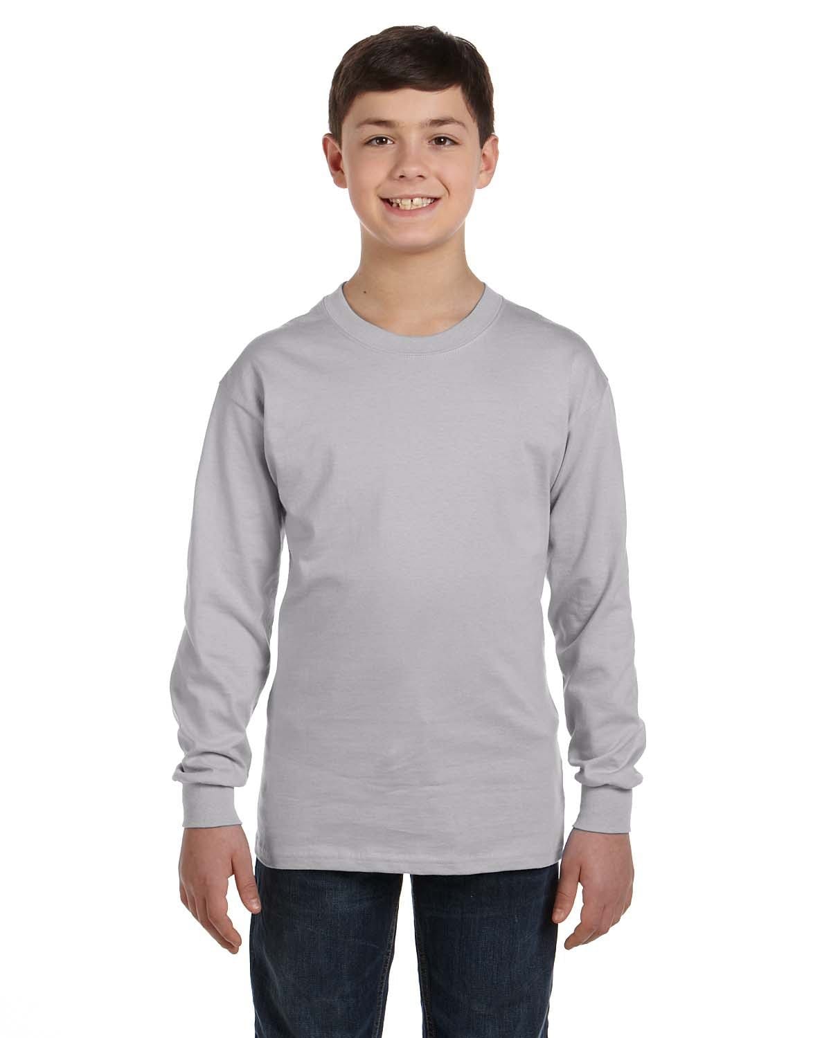 Gildan G540B: Youth Heavy Cotton™ Long-Sleeve T-Shirt in Sport Grey