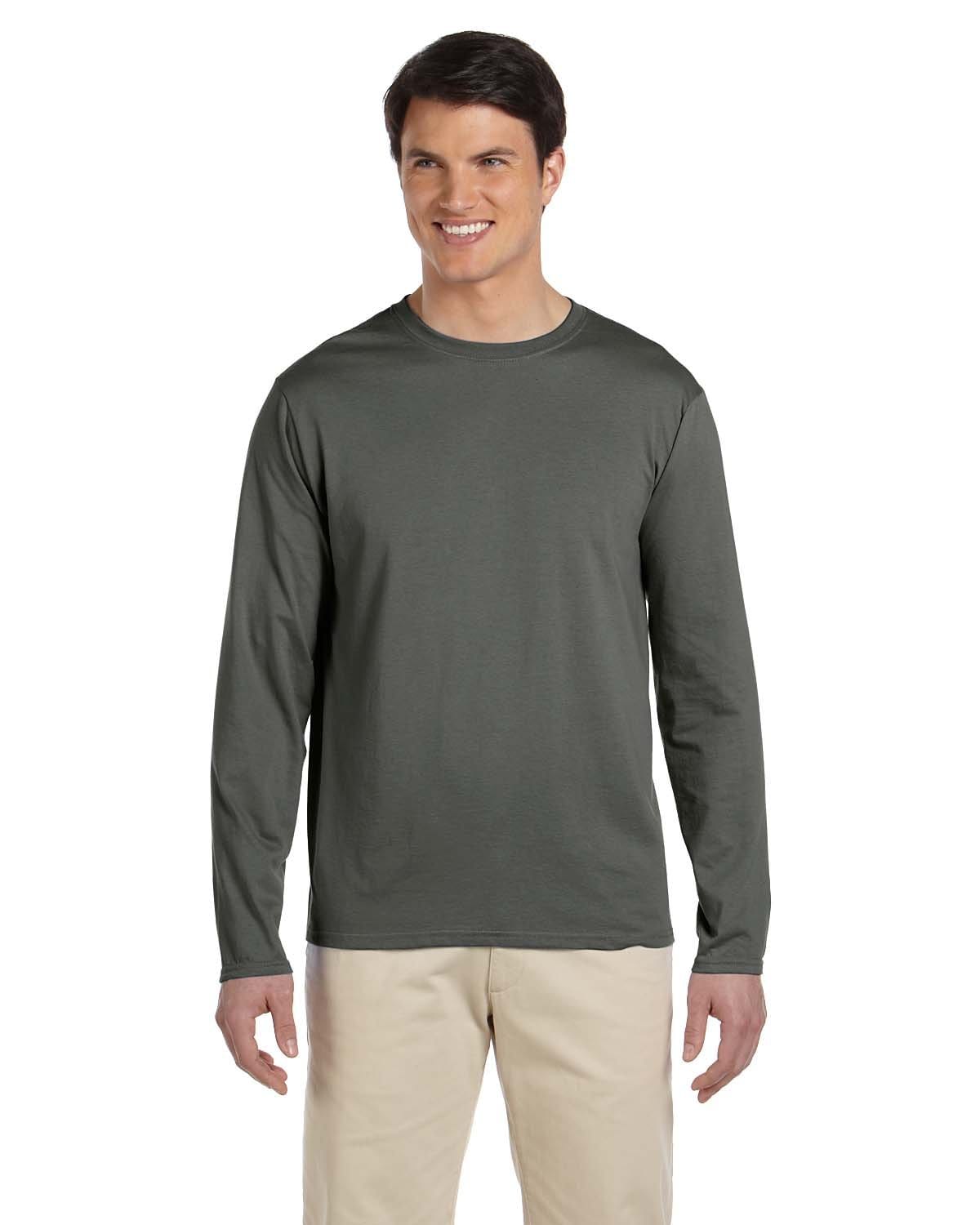 Gildan G644 Softstyle Long Sleeve T-Shirt in Military Green
