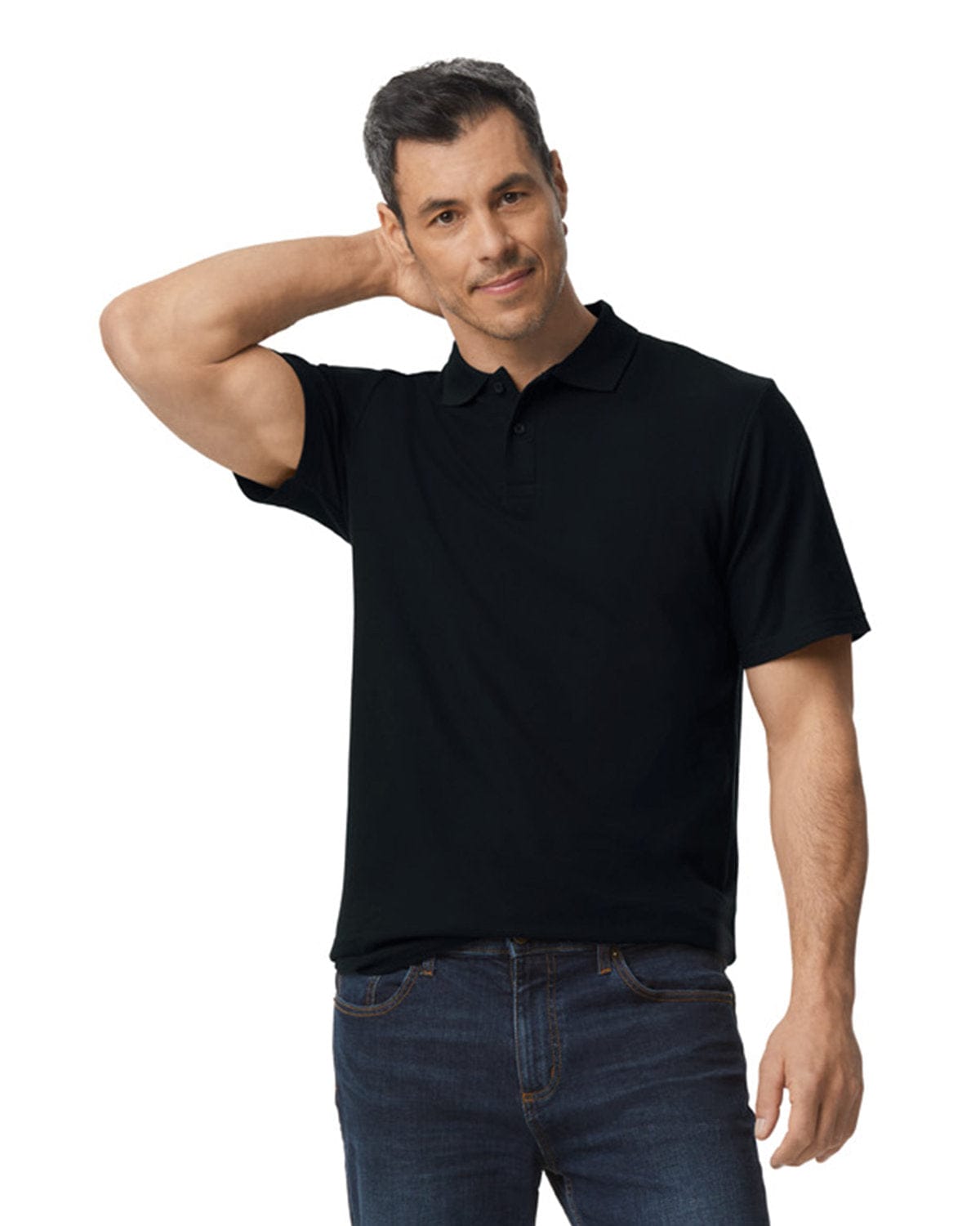 Gildan G648 Men's Softstyle Double Pique Polo in Black