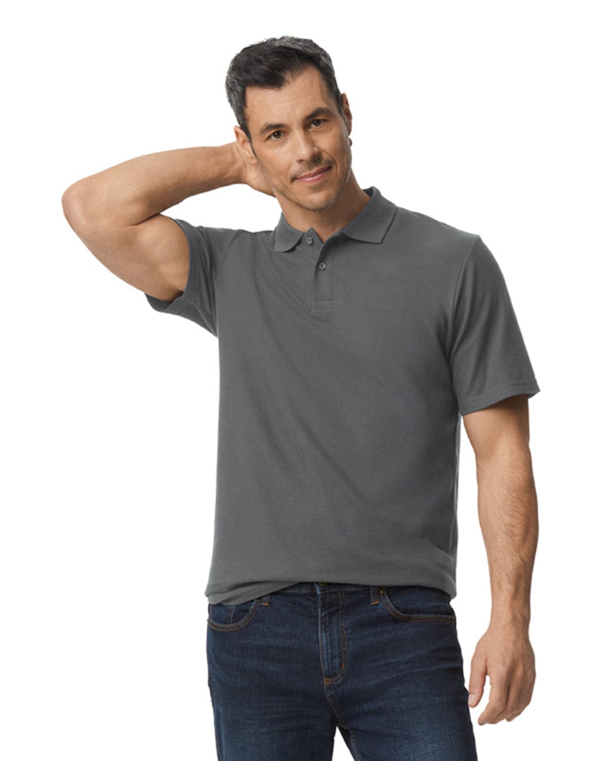 Gildan G648 Men's Softstyle Double Pique Polo in Charcoal