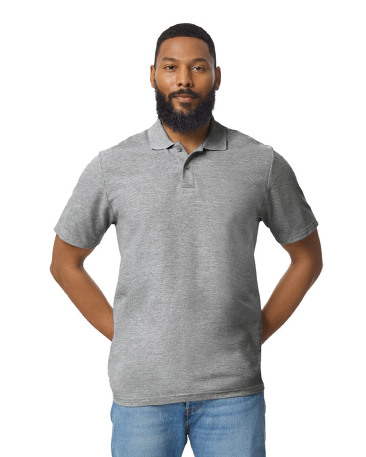 Gildan G648 Men's Softstyle Double Pique Polo in Rs Sport Grey