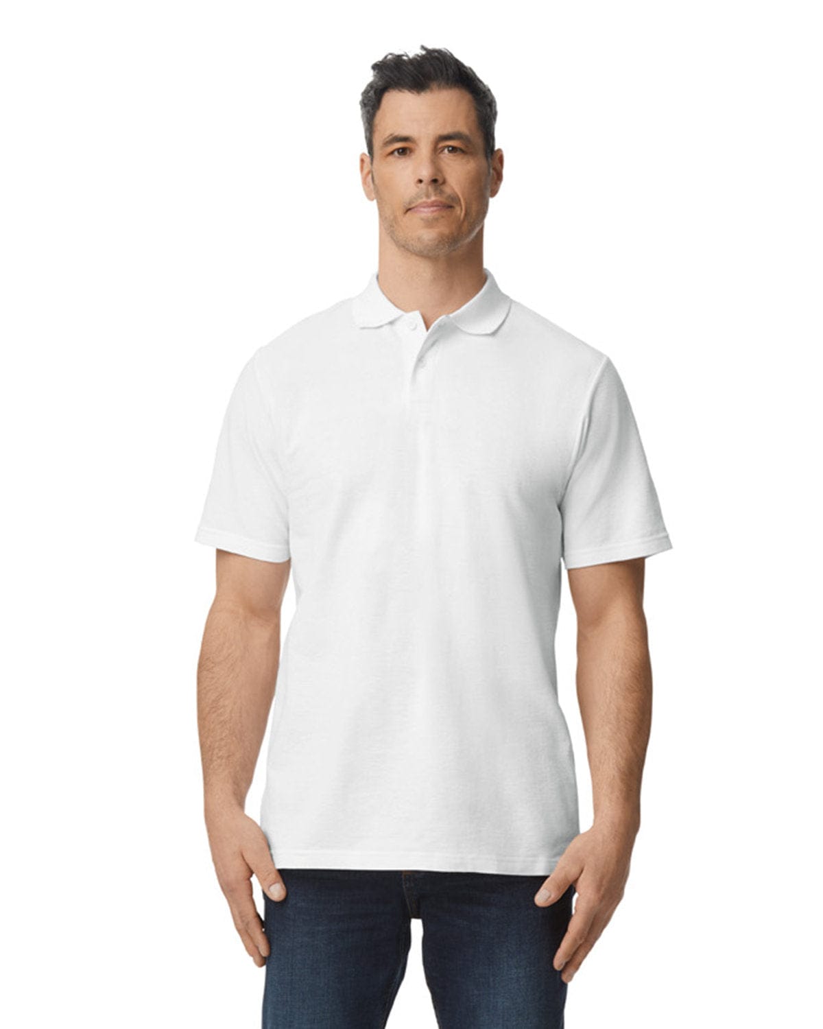 Gildan G648 Men's Softstyle Double Pique Polo in White