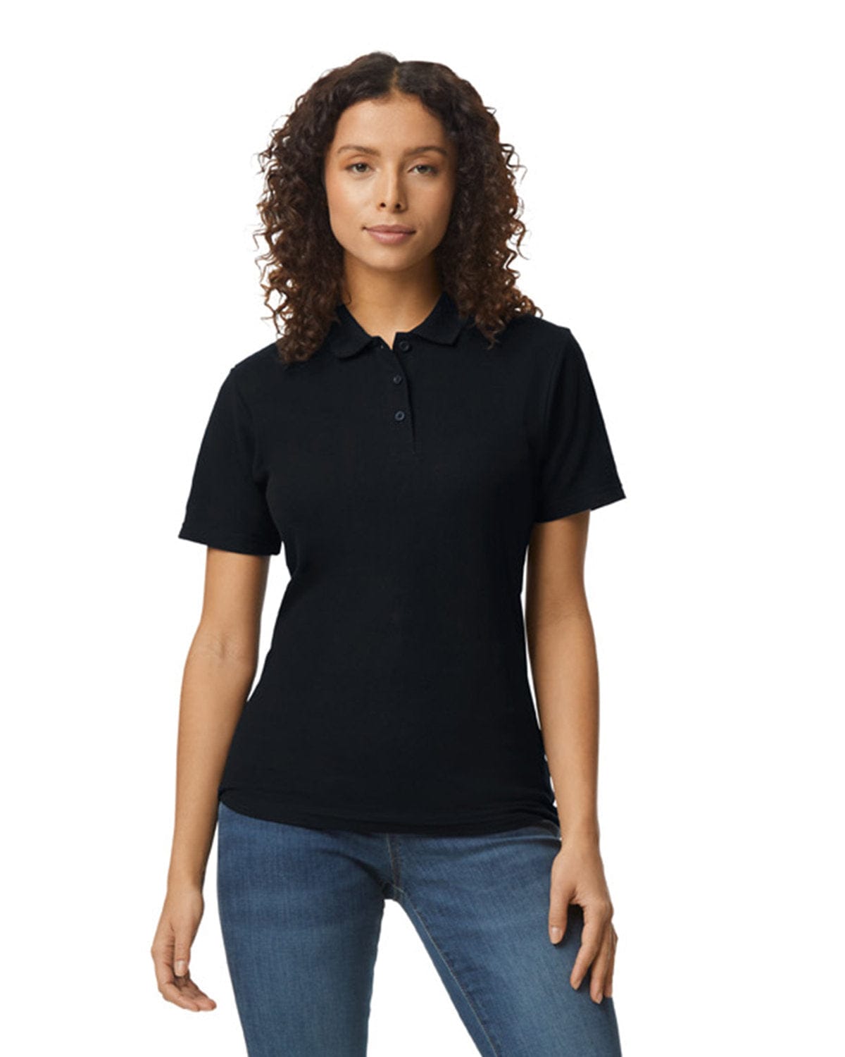 Gildan G648L Ladies' Softstyle Double Pique Polo in Black