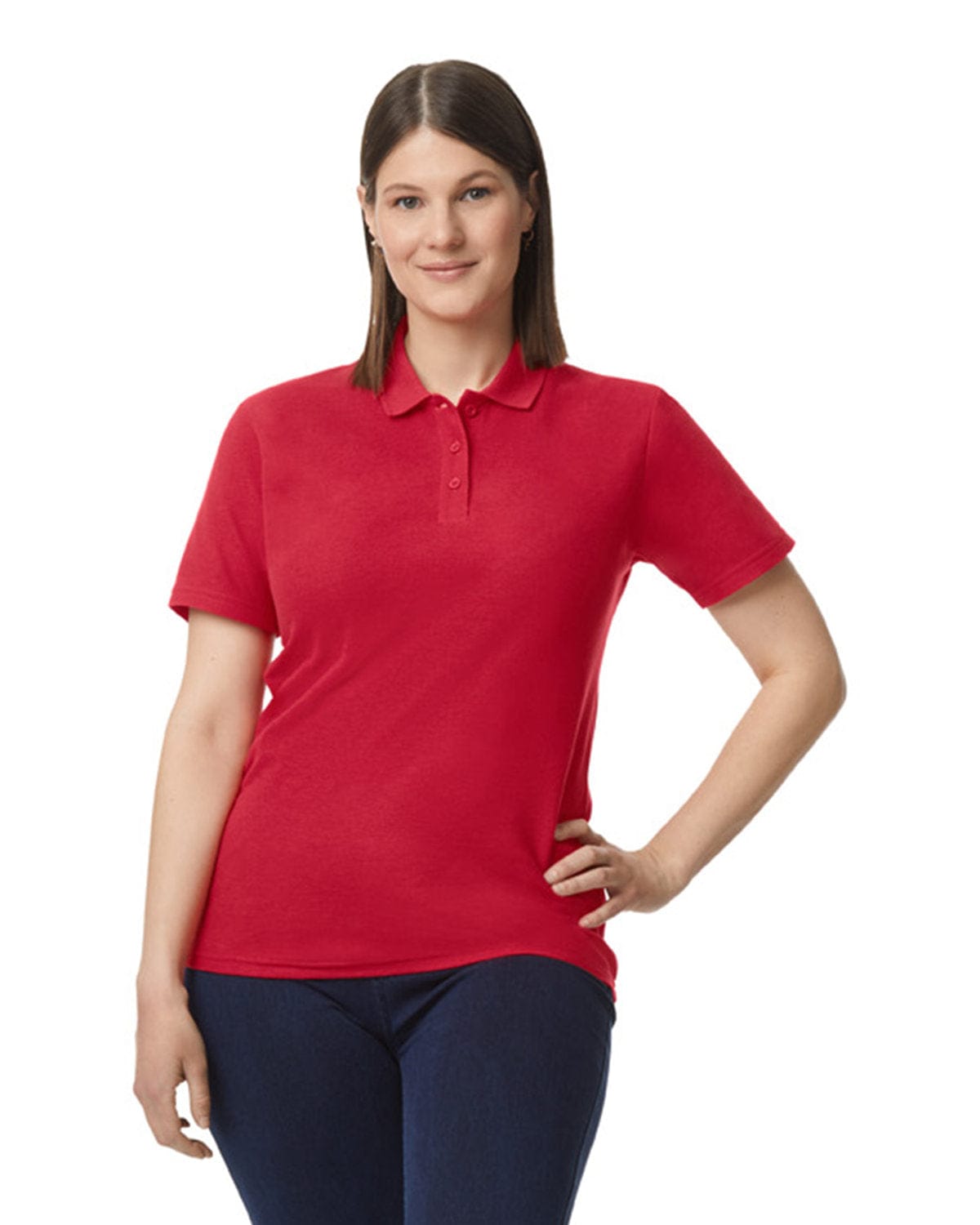 Gildan G648L Ladies' Softstyle Double Pique Polo in Cherry Red
