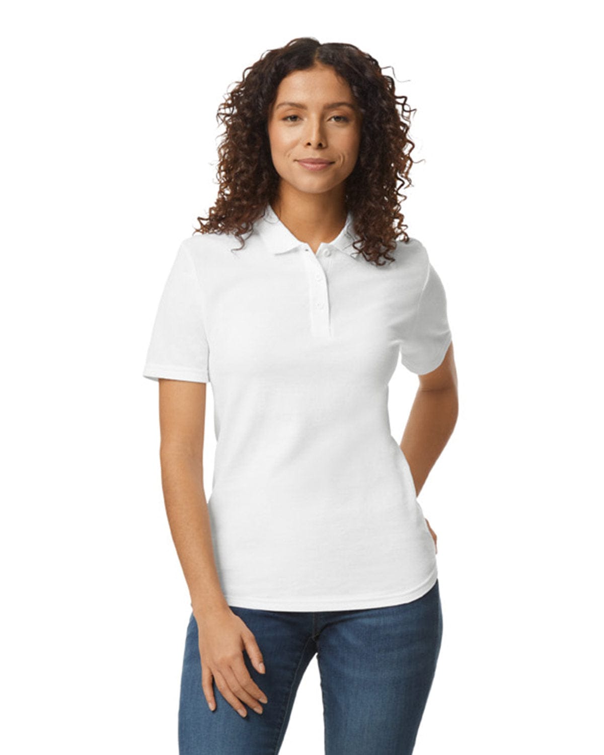 Gildan G648L Ladies' Softstyle Double Pique Polo in White