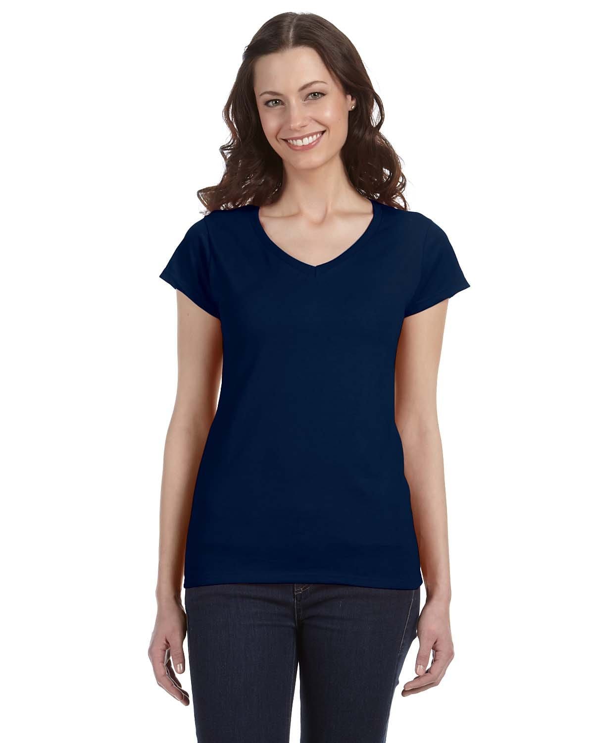 Gildan G64VL Softstyle Fitted V-Neck T-Shirt in Navy