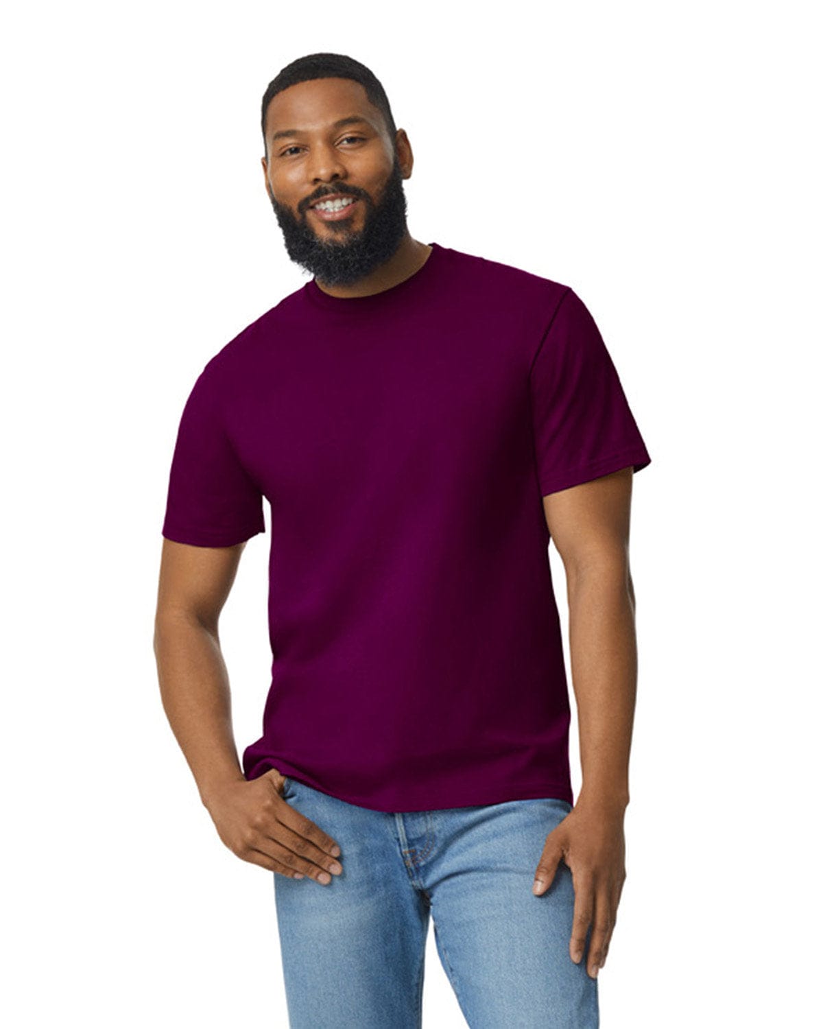 Gildan G650 Unisex Softstyle Midweight T-Shirt, Basic Colors in Maroon