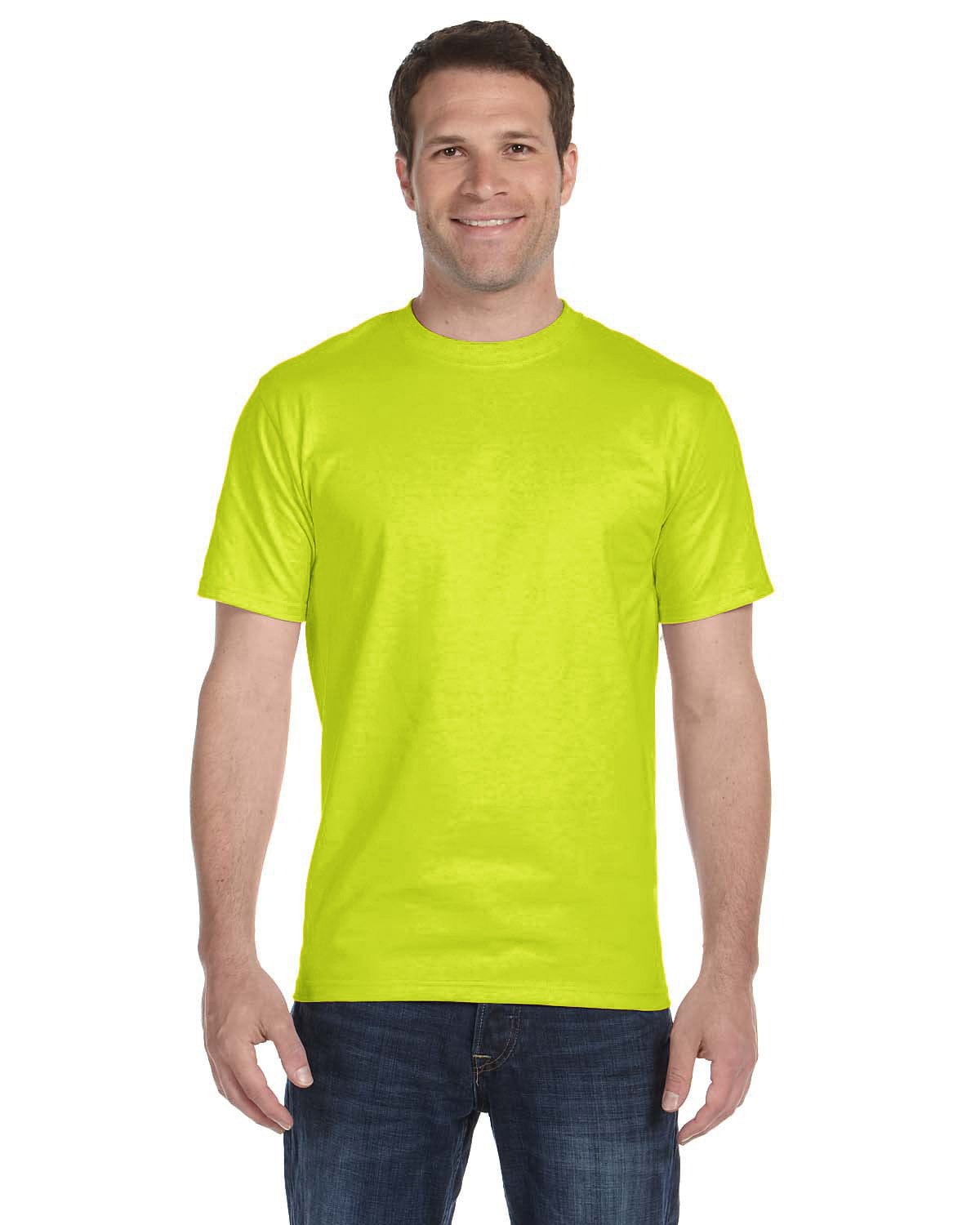 Gildan G800: 50/50 Poly-Cotton Blend in Safety Green