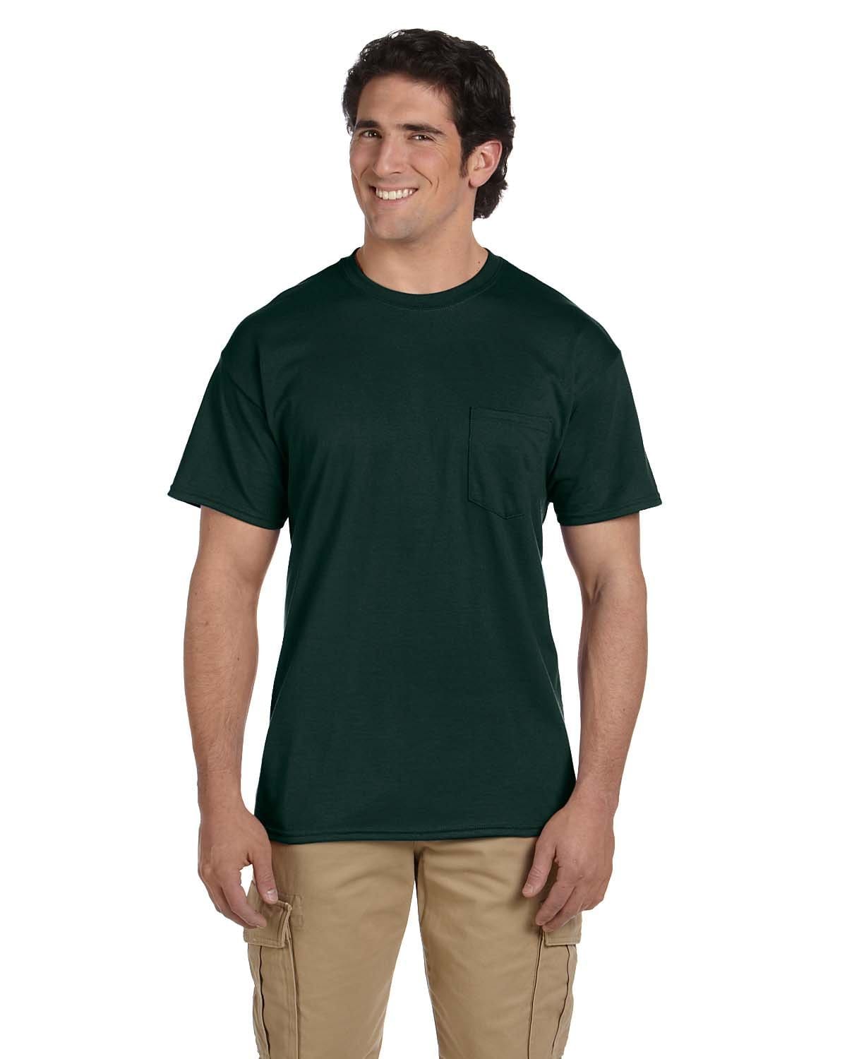 Gildan G830 DryBlend 50 Cotton/50 Poly Pocket T-Shirt in Forest Green