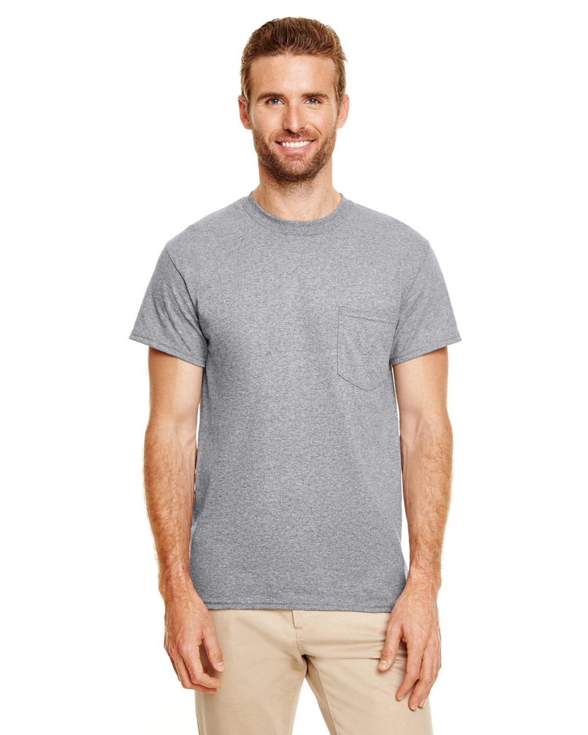 Gildan G830 DryBlend 50 Cotton/50 Poly Pocket T-Shirt in Graphite Heather
