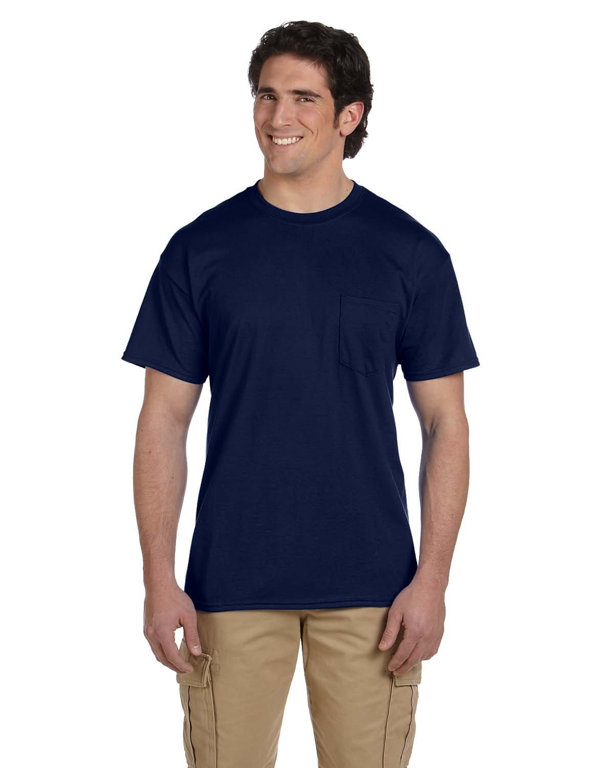Gildan G830 DryBlend 50 Cotton/50 Poly Pocket T-Shirt in Navy