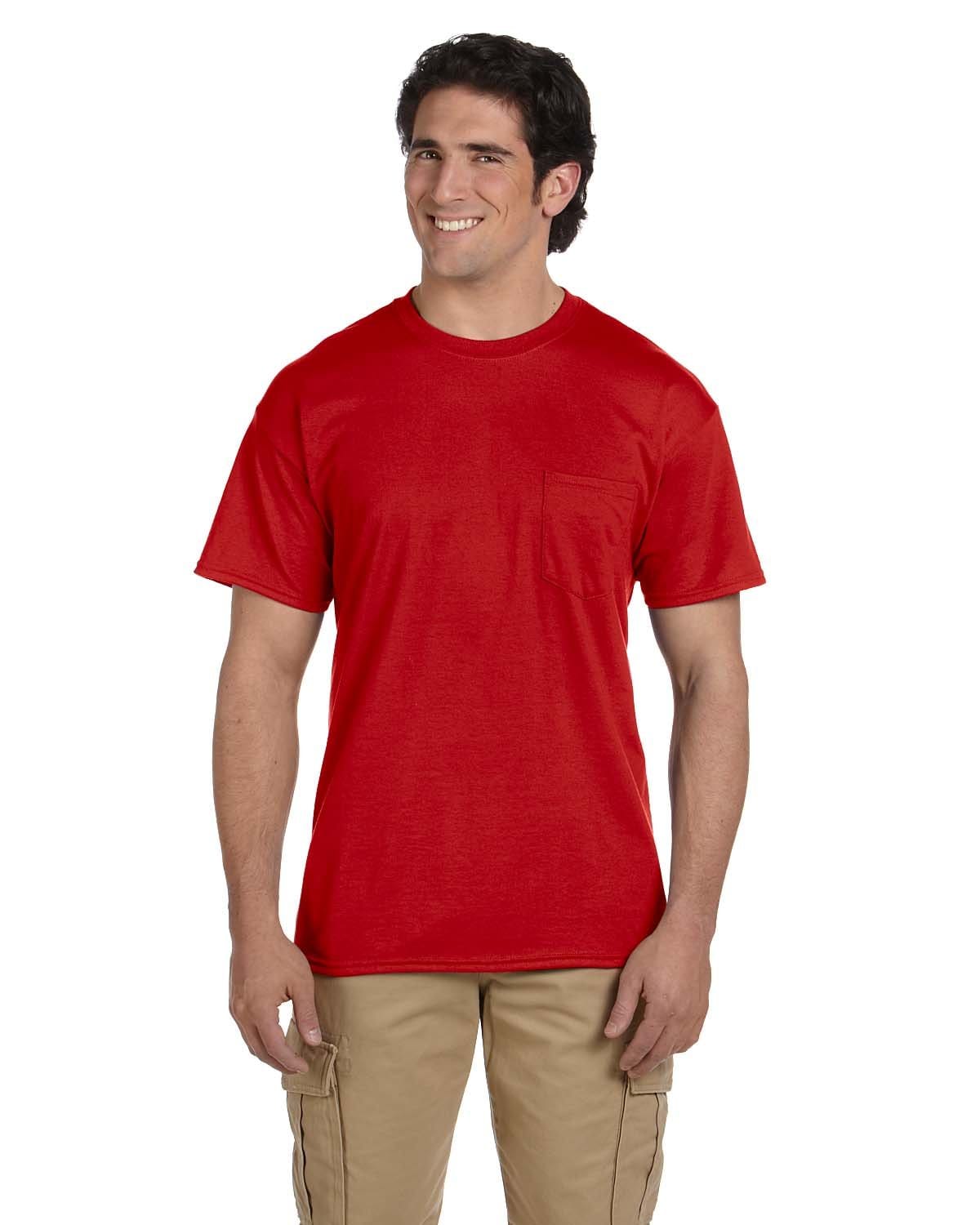 Gildan G830 DryBlend 50 Cotton/50 Poly Pocket T-Shirt in Red