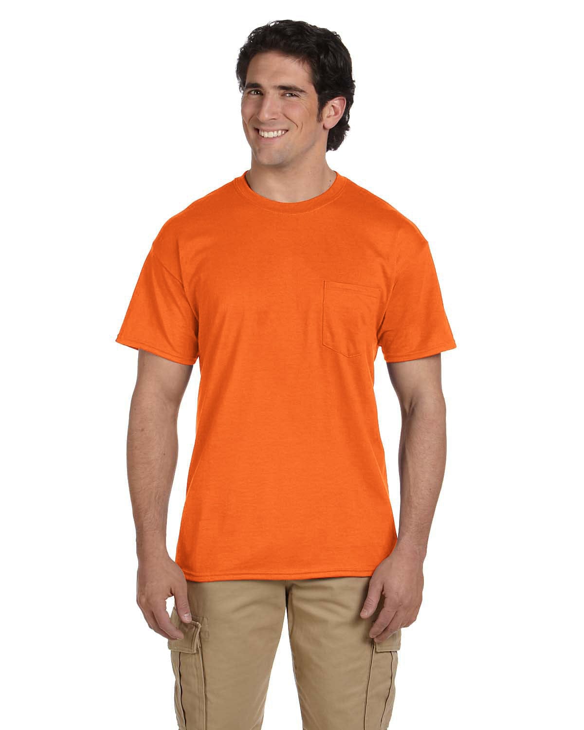Gildan G830 DryBlend 50 Cotton/50 Poly Pocket T-Shirt in S Orange