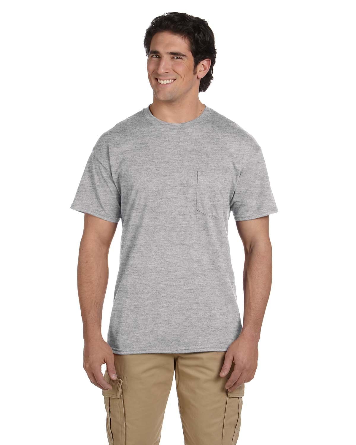 Gildan G830 DryBlend 50 Cotton/50 Poly Pocket T-Shirt in Sport Grey