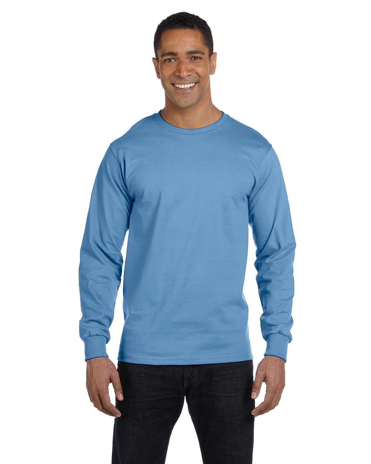 Gildan G840 DryBlend 50 Cotton/50 Poly Long Sleeve T-Shirt in Carolina Blue