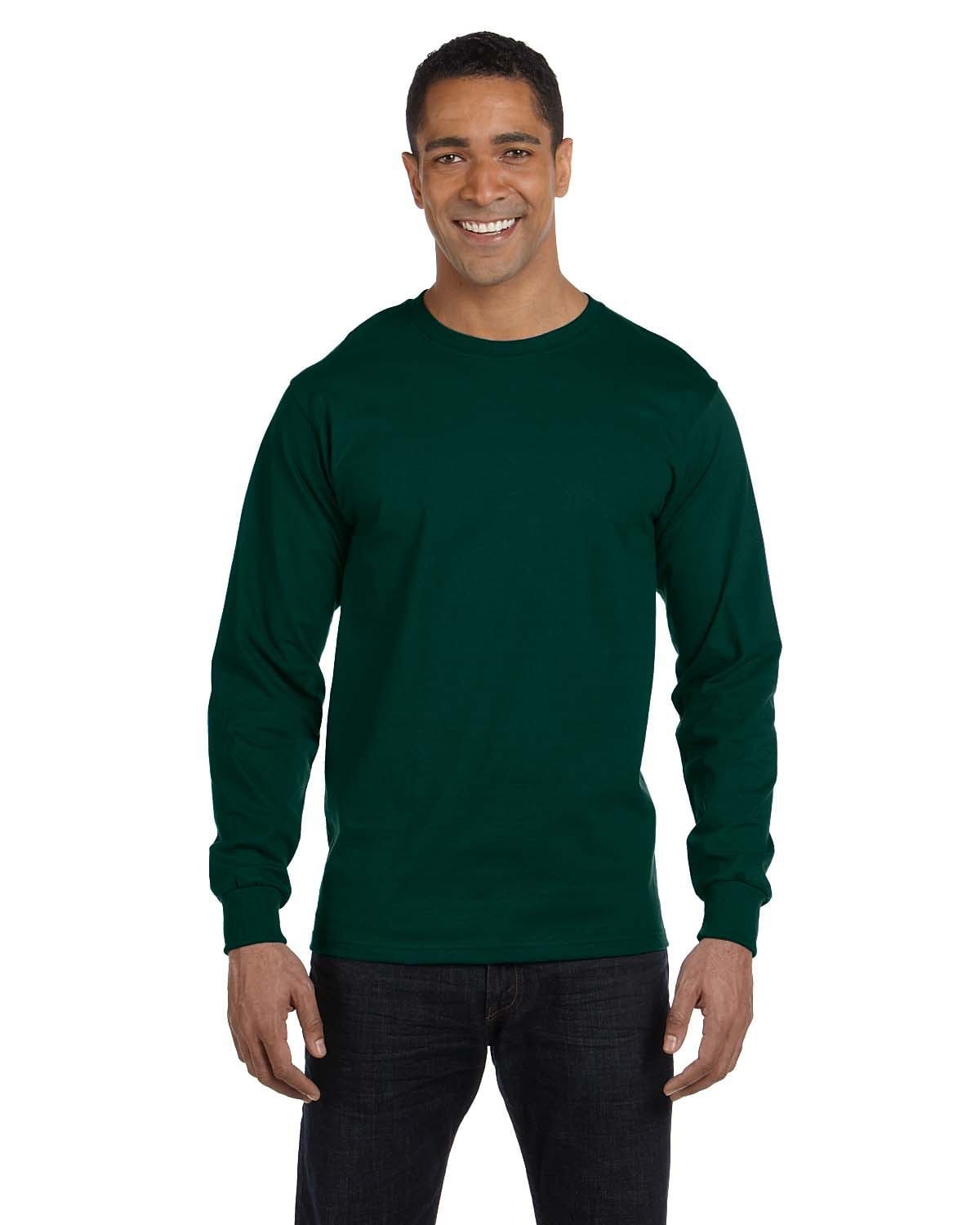 Gildan G840 DryBlend 50 Cotton/50 Poly Long Sleeve T-Shirt in Forest Green