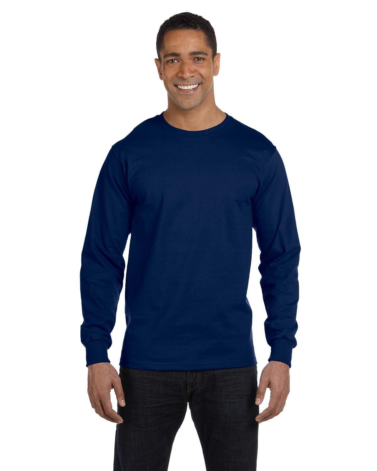 Gildan G840 DryBlend 50 Cotton/50 Poly Long Sleeve T-Shirt in Navy
