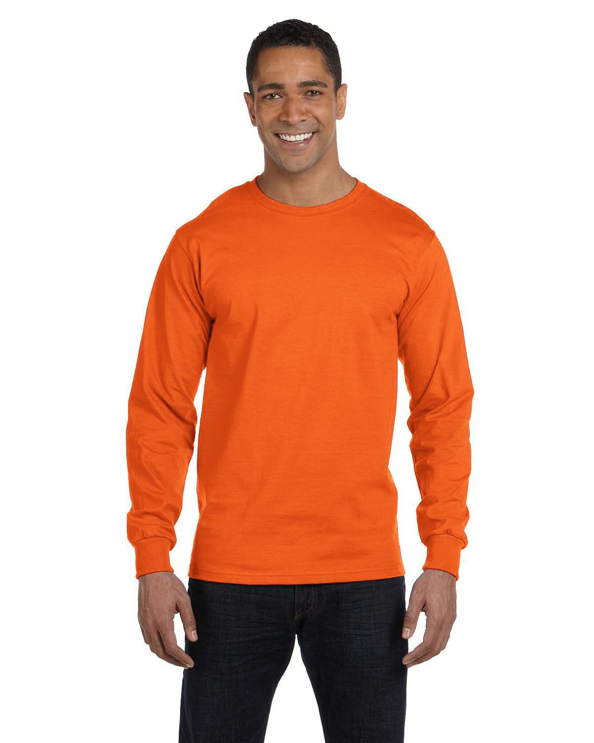 Gildan G840 DryBlend 50 Cotton/50 Poly Long Sleeve T-Shirt in S Orange