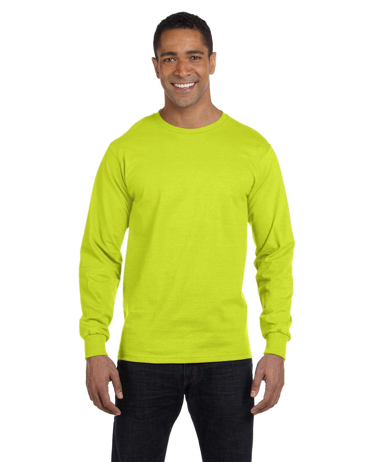 Gildan G840 DryBlend 50 Cotton/50 Poly Long Sleeve T-Shirt in Safety Green