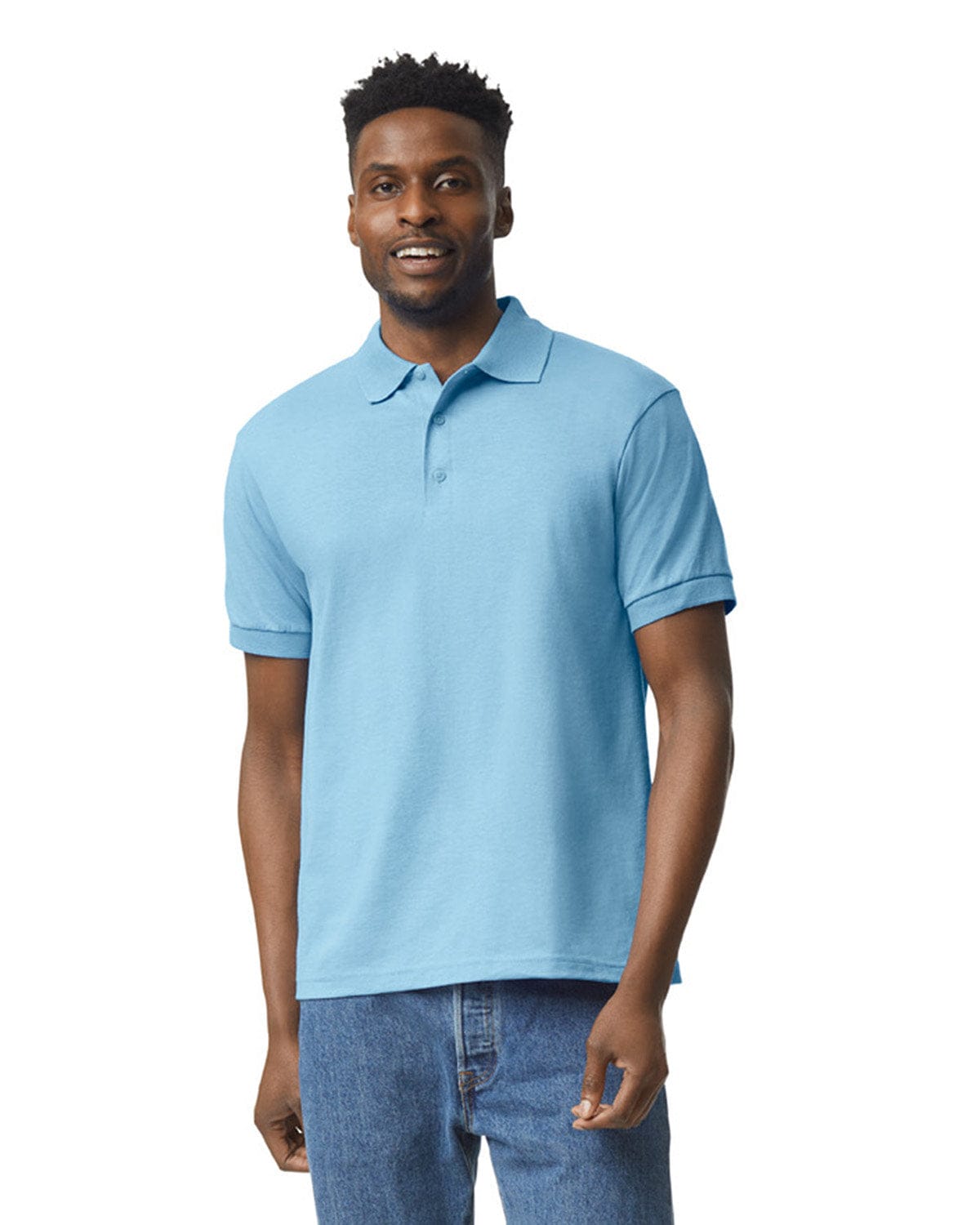 Gildan 8800 DryBlend Moisture-Wicking Jersey Knit Polo in Light Blue