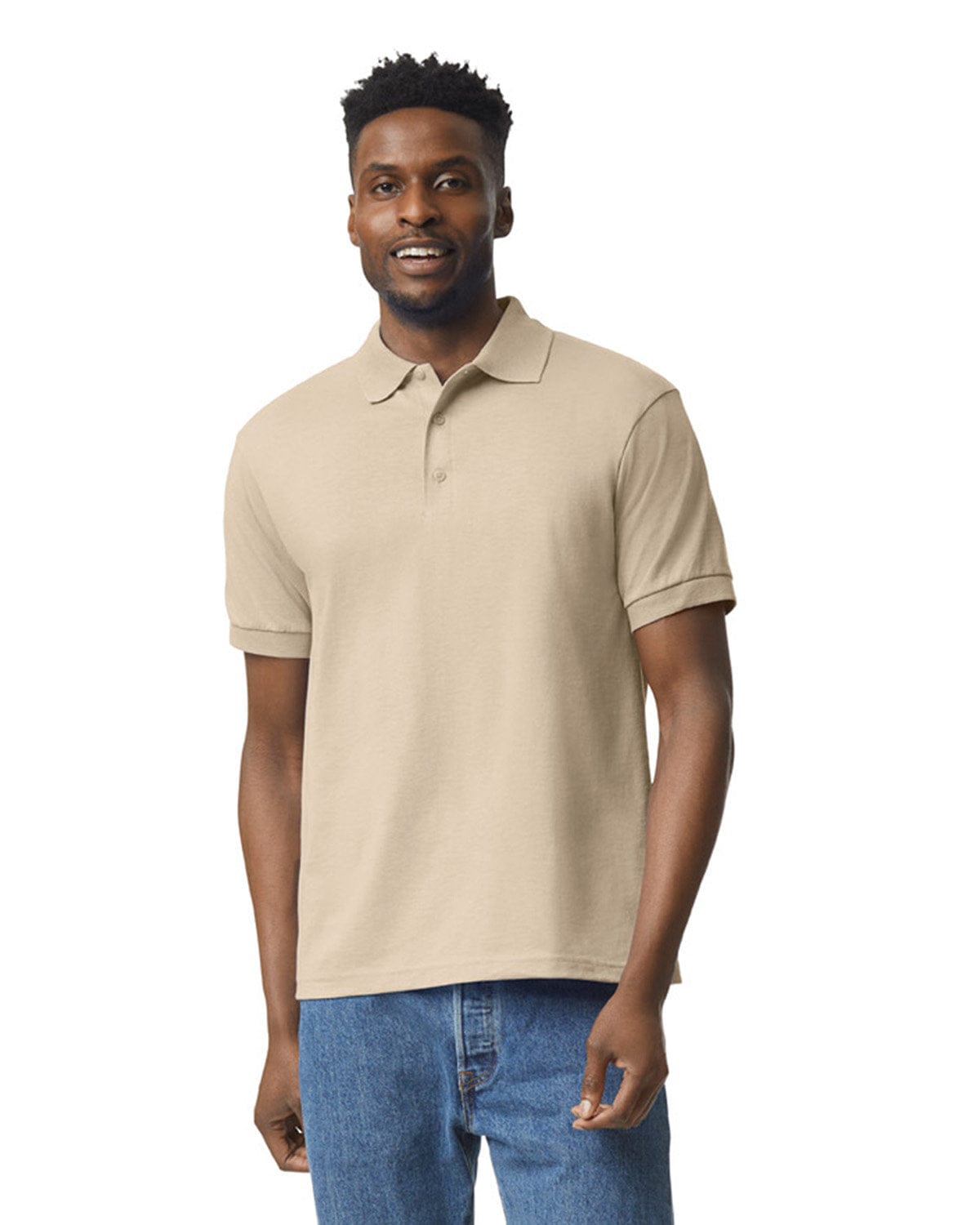 Gildan 8800 DryBlend Moisture-Wicking Jersey Knit Polo in Sand