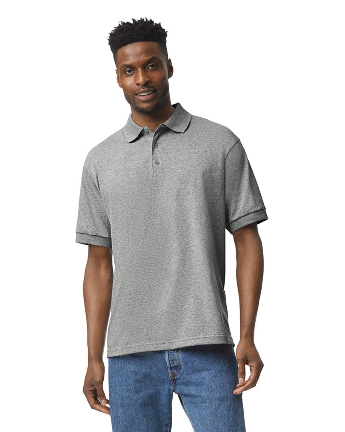 Gildan 8800 DryBlend Moisture-Wicking Jersey Knit Polo in Sport Grey