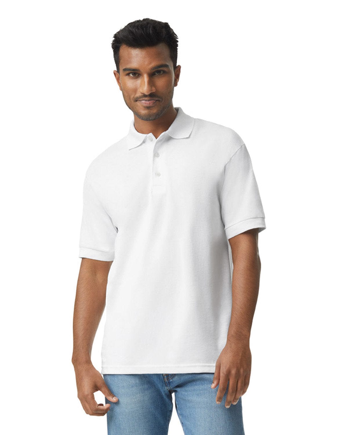 Gildan 8800 DryBlend Moisture-Wicking Jersey Knit Polo in White