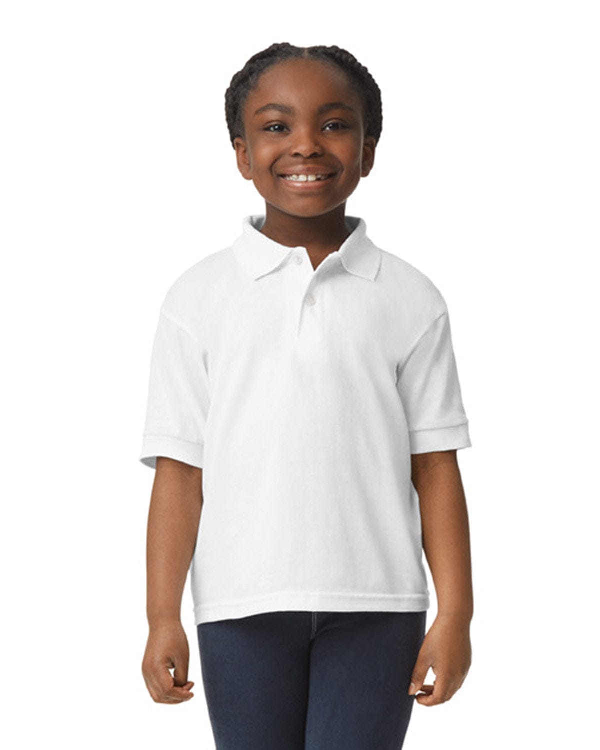 Gildan G880B Youth DryBlend 6-Ounce Jersey Knit Sport Shirt in White