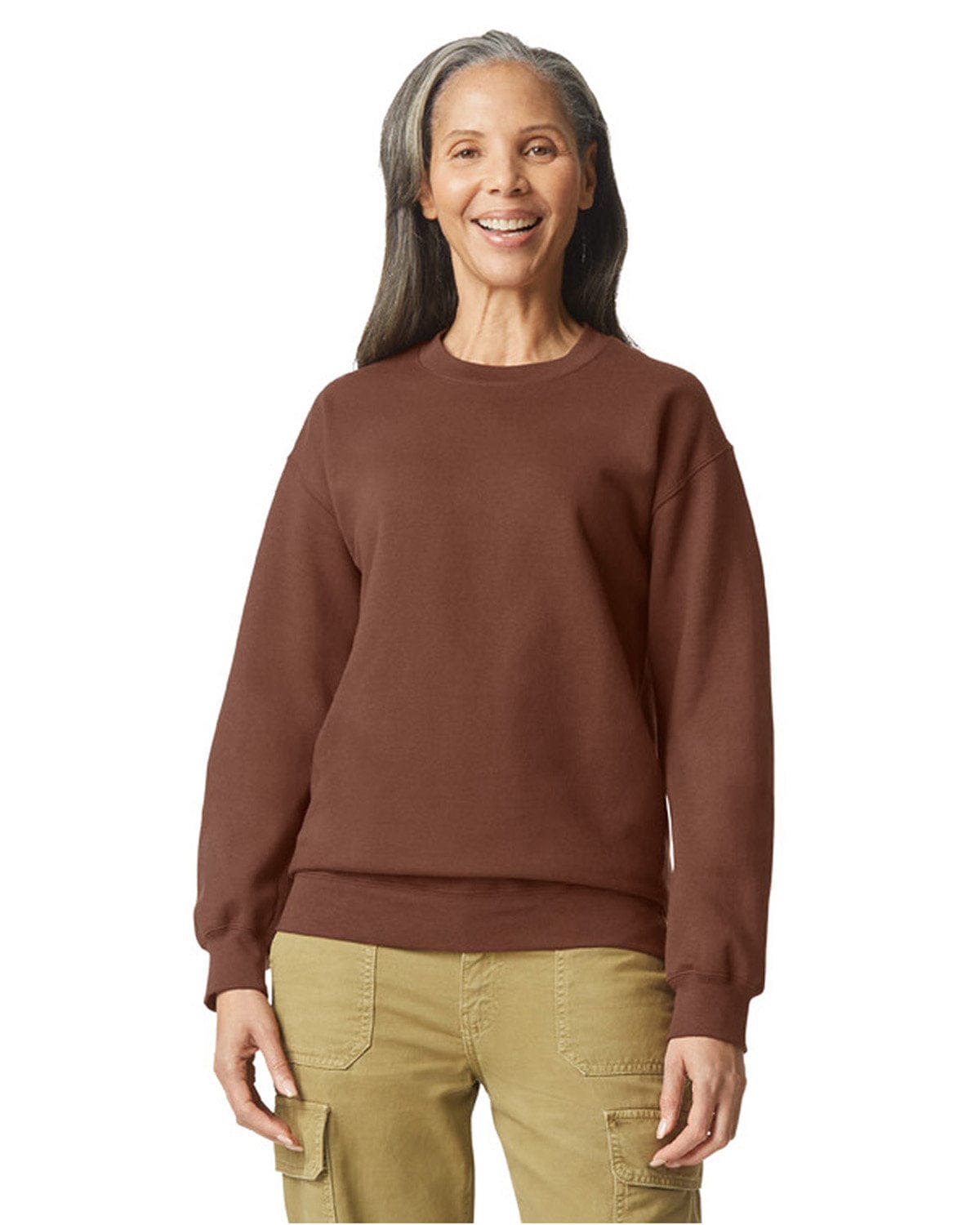 Gildan SF000 Adult Softstyle Fleece Crew Sweatshirt in Cocoa