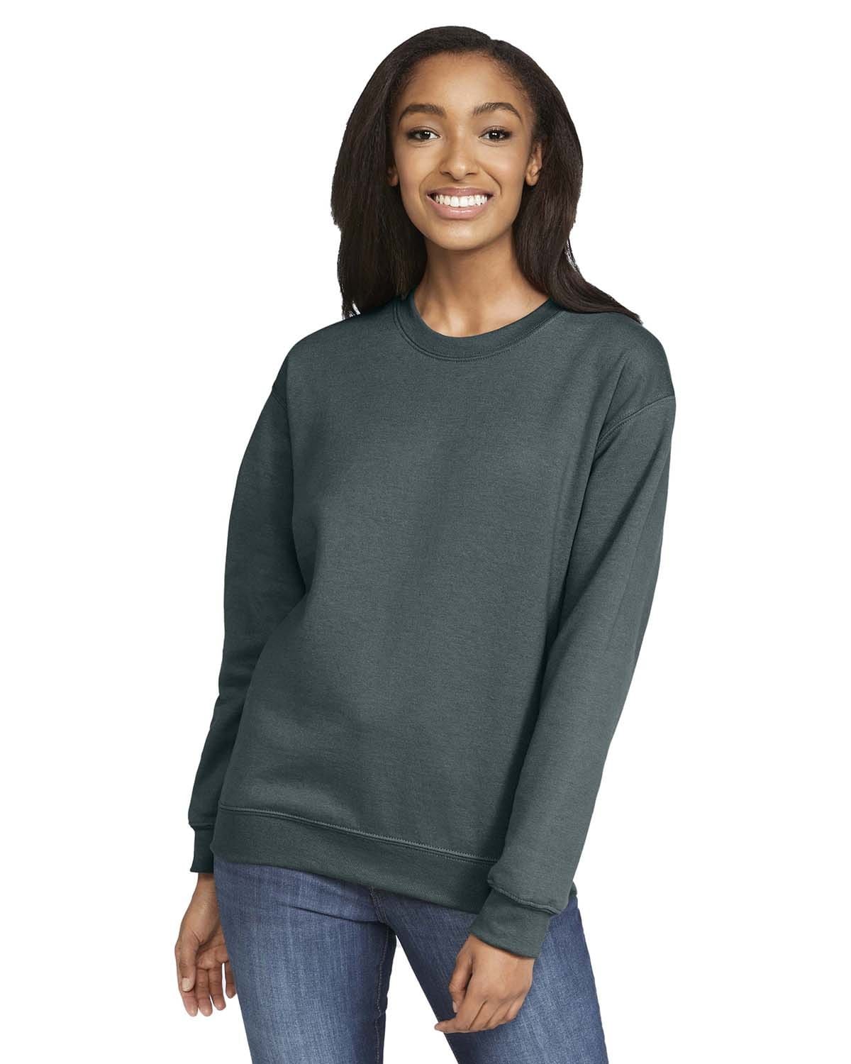 Gildan SF000 Adult Softstyle Fleece Crew Sweatshirt in Dark Heather