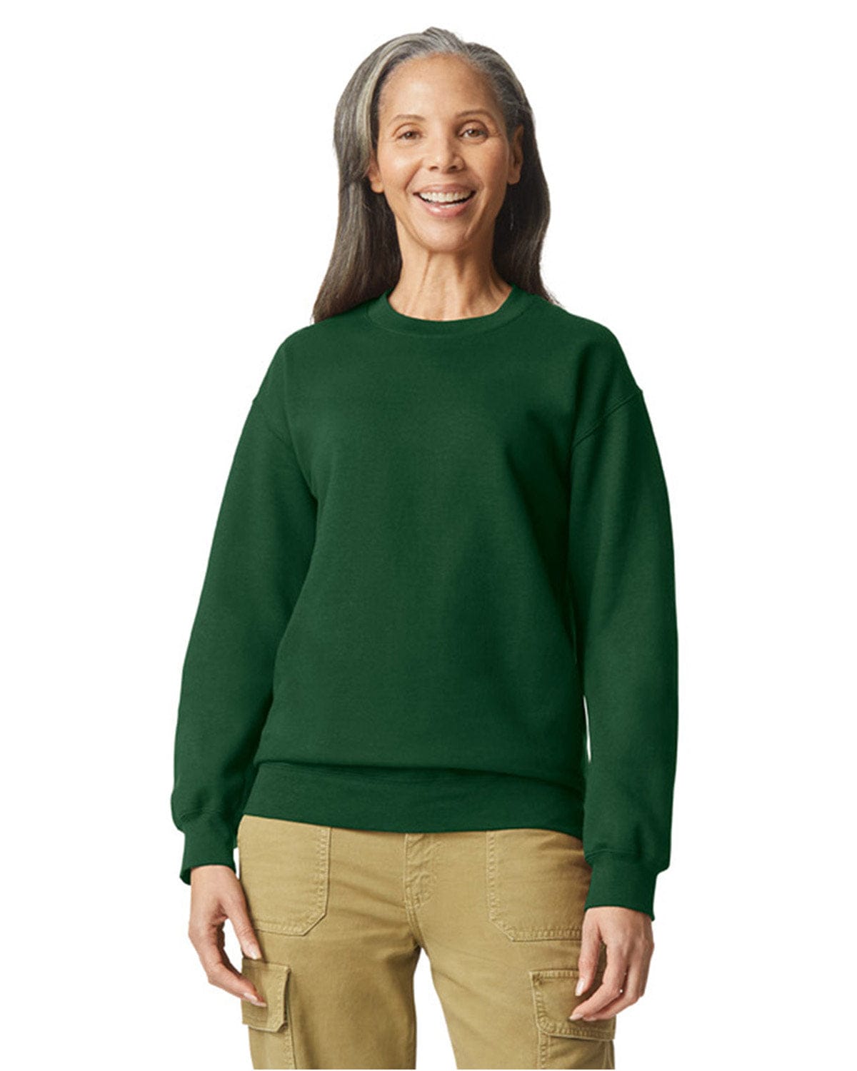 Gildan SF000 Adult Softstyle Fleece Crew Sweatshirt in Forest Green