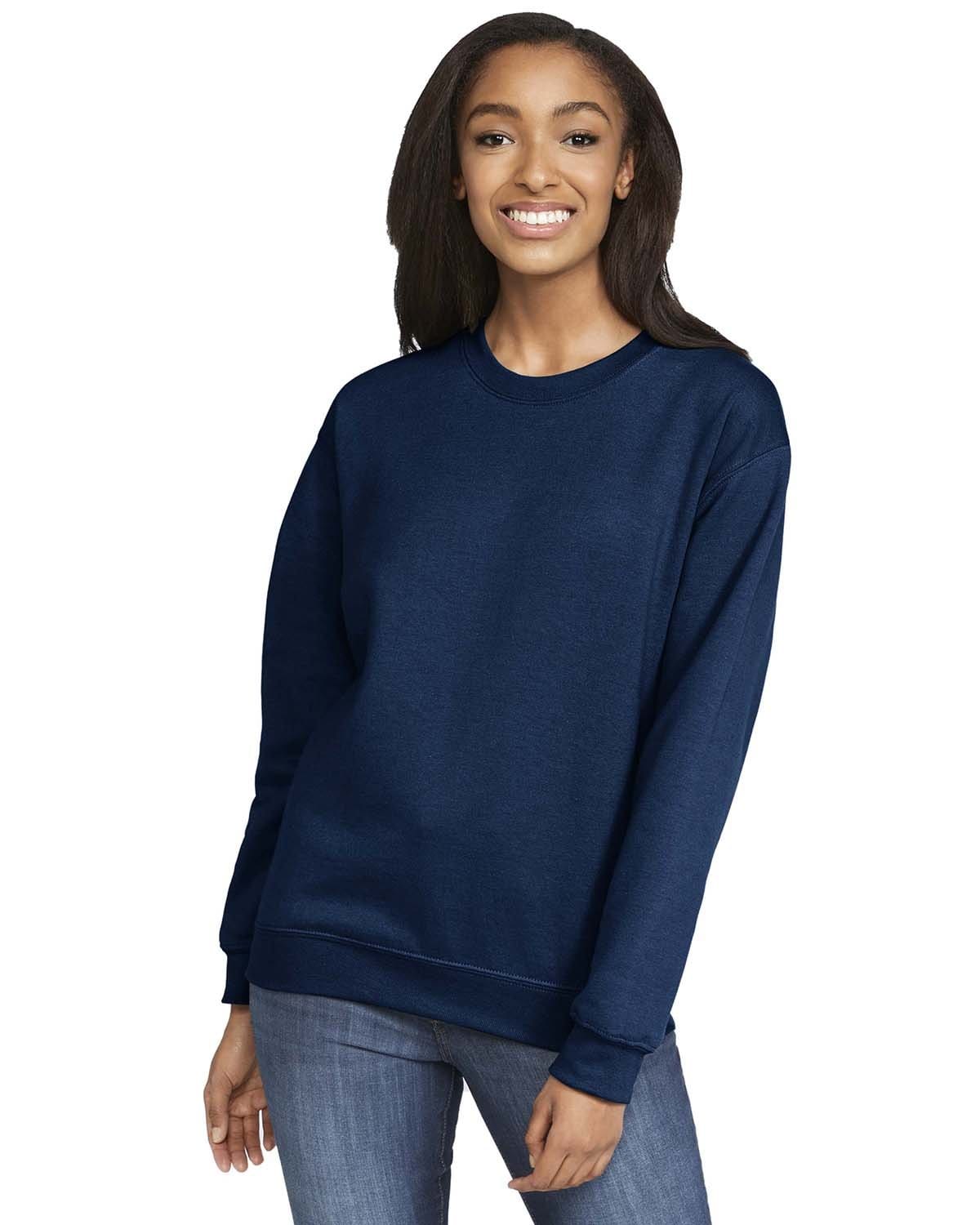Gildan SF000 Adult Softstyle Fleece Crew Sweatshirt in Navy