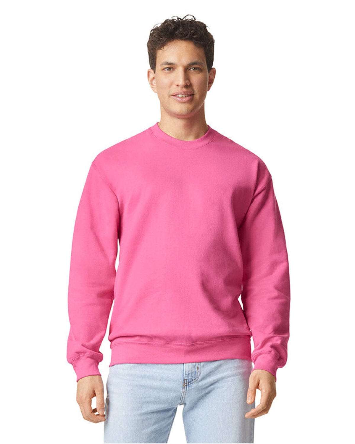 Gildan SF000 Adult Softstyle Fleece Crew Sweatshirt in Pink Lemonade