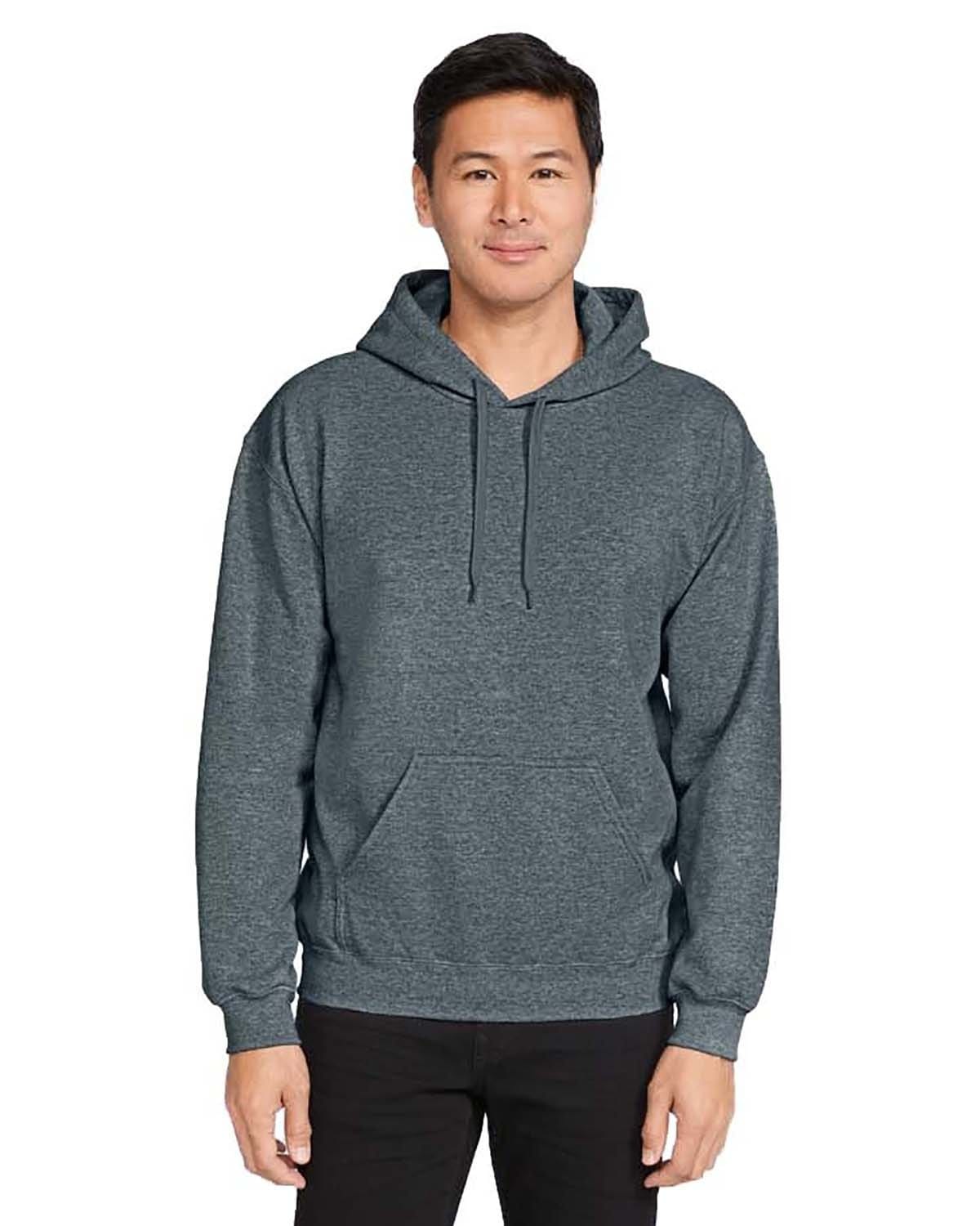 Gildan SF500 Adult Softstyle Fleece Pullover Hooded Sweatshirt, Basic Colors in Dark Heather