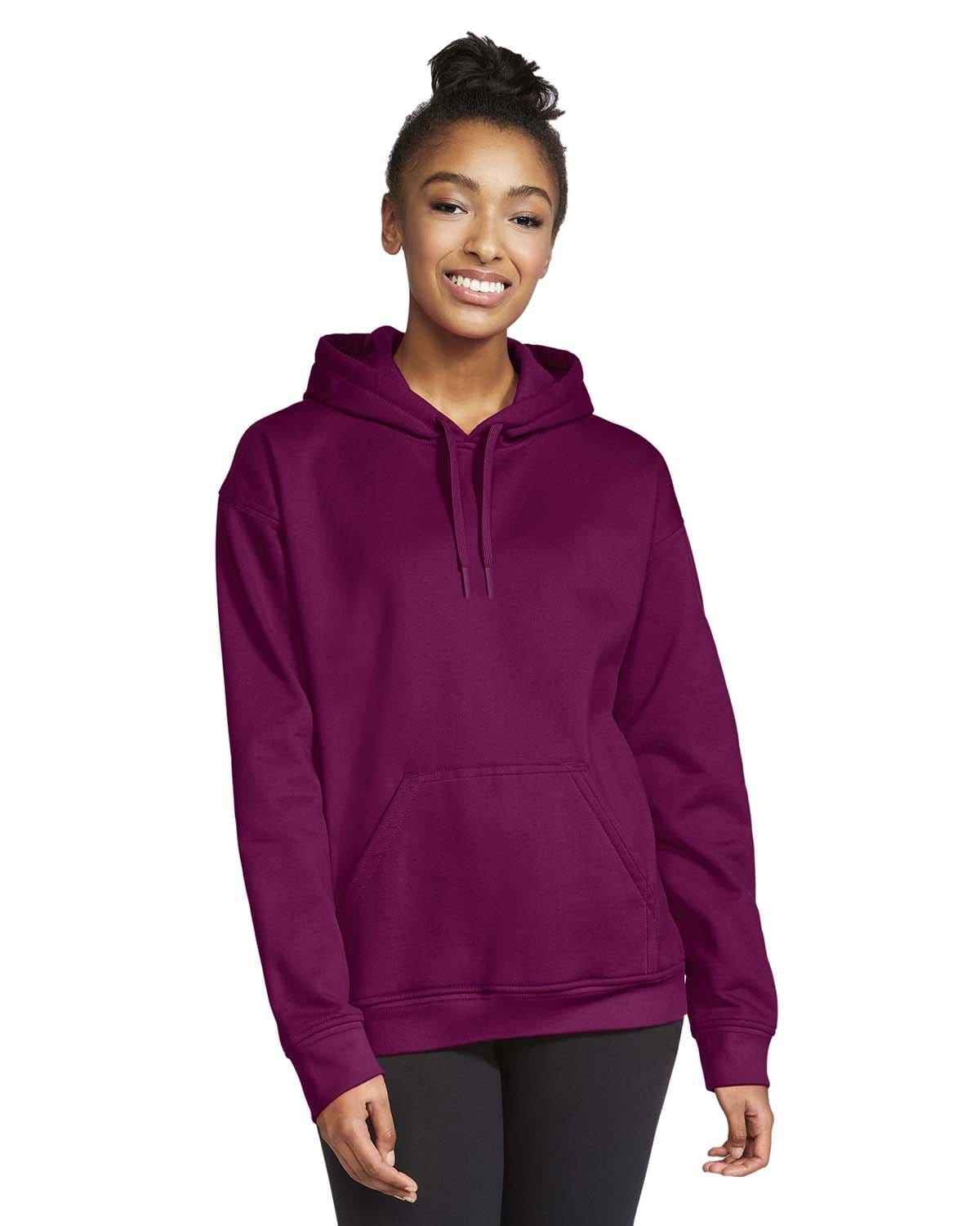 Gildan SF500 Adult Softstyle Fleece Pullover Hooded Sweatshirt, Basic Colors in Maroon