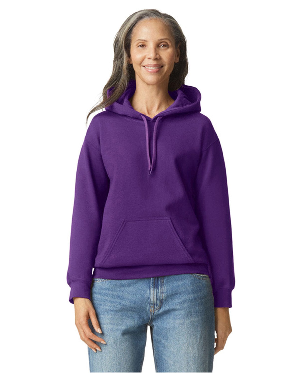 Gildan SF500 Adult Softstyle Fleece Pullover Hooded Sweatshirt, Basic Colors in Purple