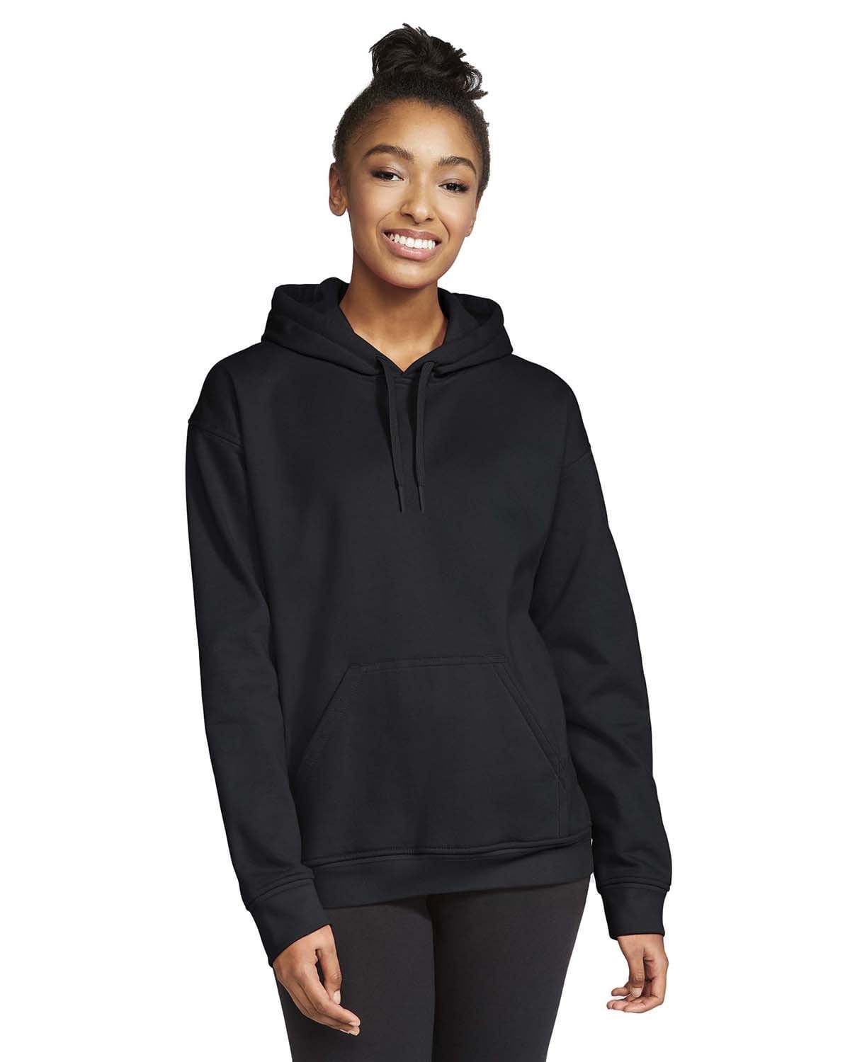 Gildan SF500 Adult Softstyle Fleece Pullover Hooded Sweatshirt in Black