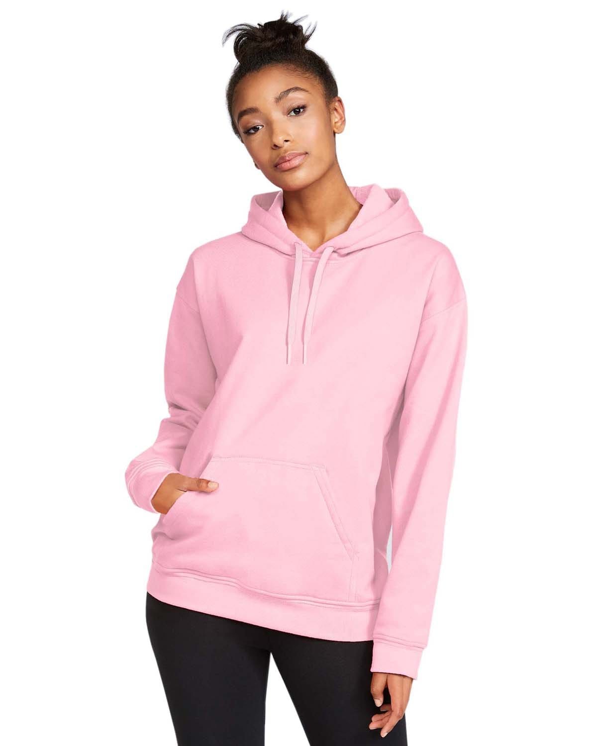 Gildan SF500 Adult Softstyle Fleece Pullover Hooded Sweatshirt in Light Pink