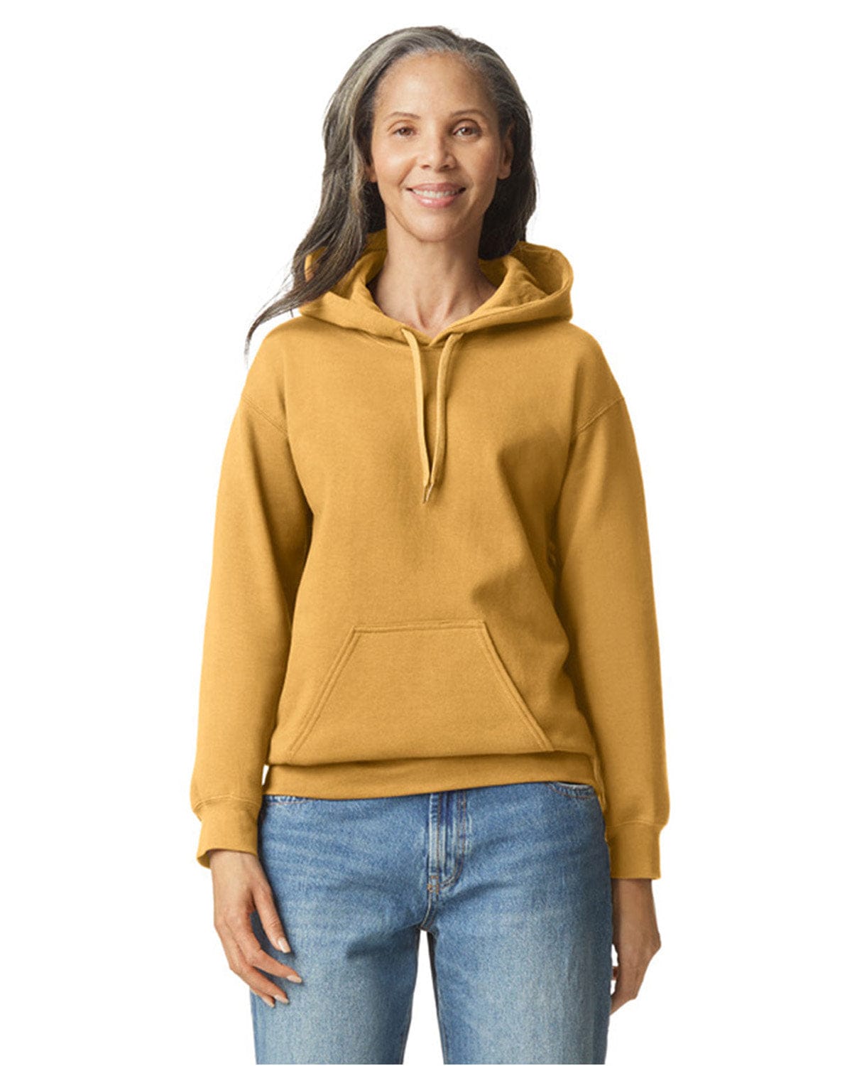 Gildan SF500 Adult Softstyle Fleece Pullover Hooded Sweatshirt in Mustard