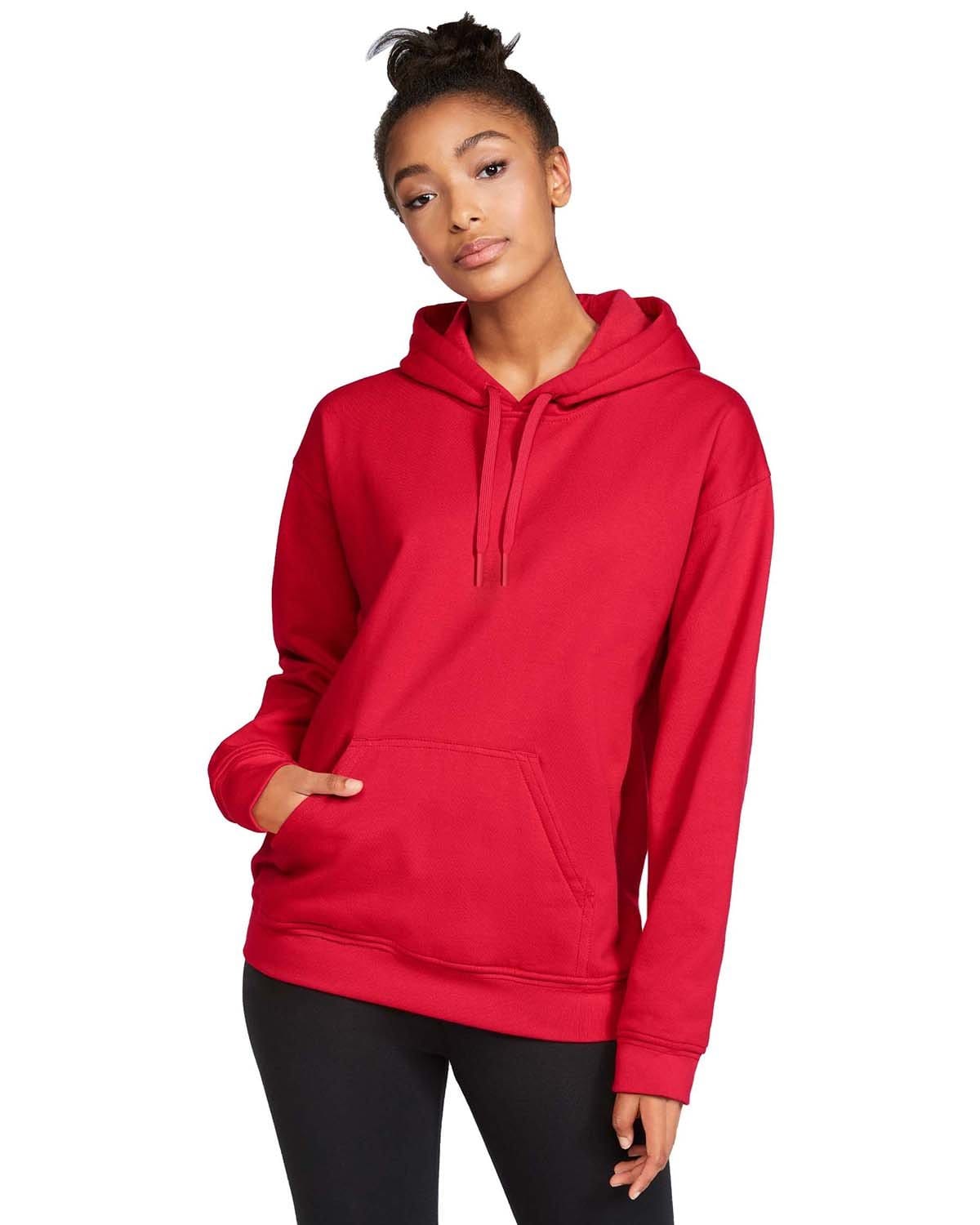 Gildan SF500 Adult Softstyle Fleece Pullover Hooded Sweatshirt in Red