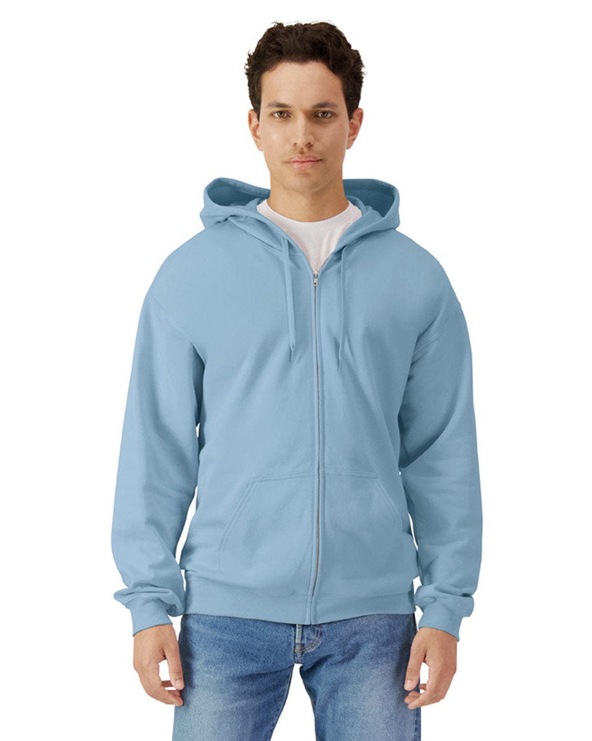 Gildan SF600 Unisex Softstyle Fleece Hooded Sweatshirt in Stone Blue